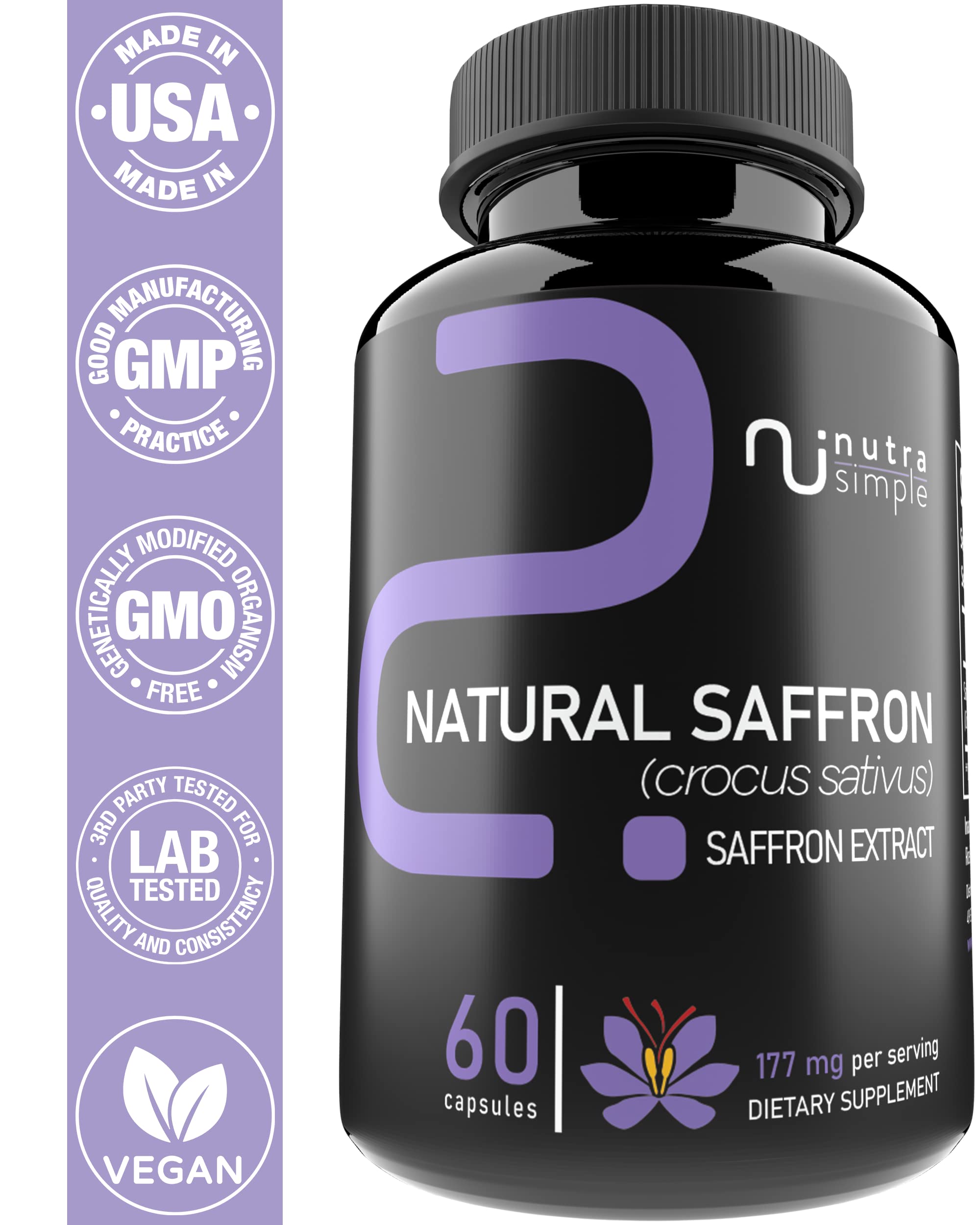 Foto 5 | Suplementos Nutra Simple: Extracto De Azafrán, 177 Mg, 60 Cápsulas - Venta Internacional.