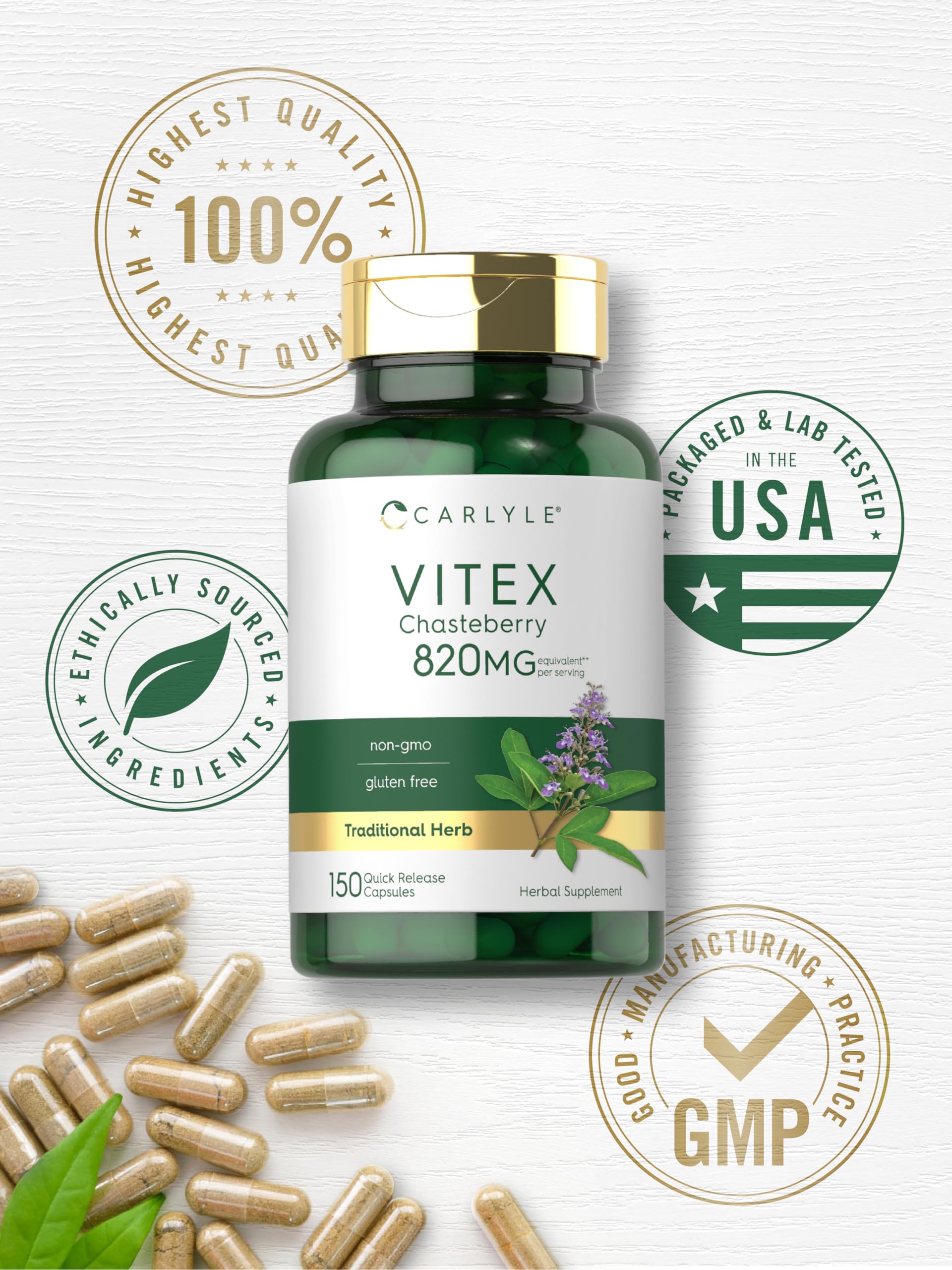 Foto 7 pulgar | Suplemento Carlyle Vitex Sauzgatillo 820 Mg 150 Cápsulas - Venta Internacional.