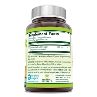 Foto 2 | Suplemento Herbal Secrets Amla 500 Mg 120 Cápsulas Vegetarianas - Venta Internacional.
