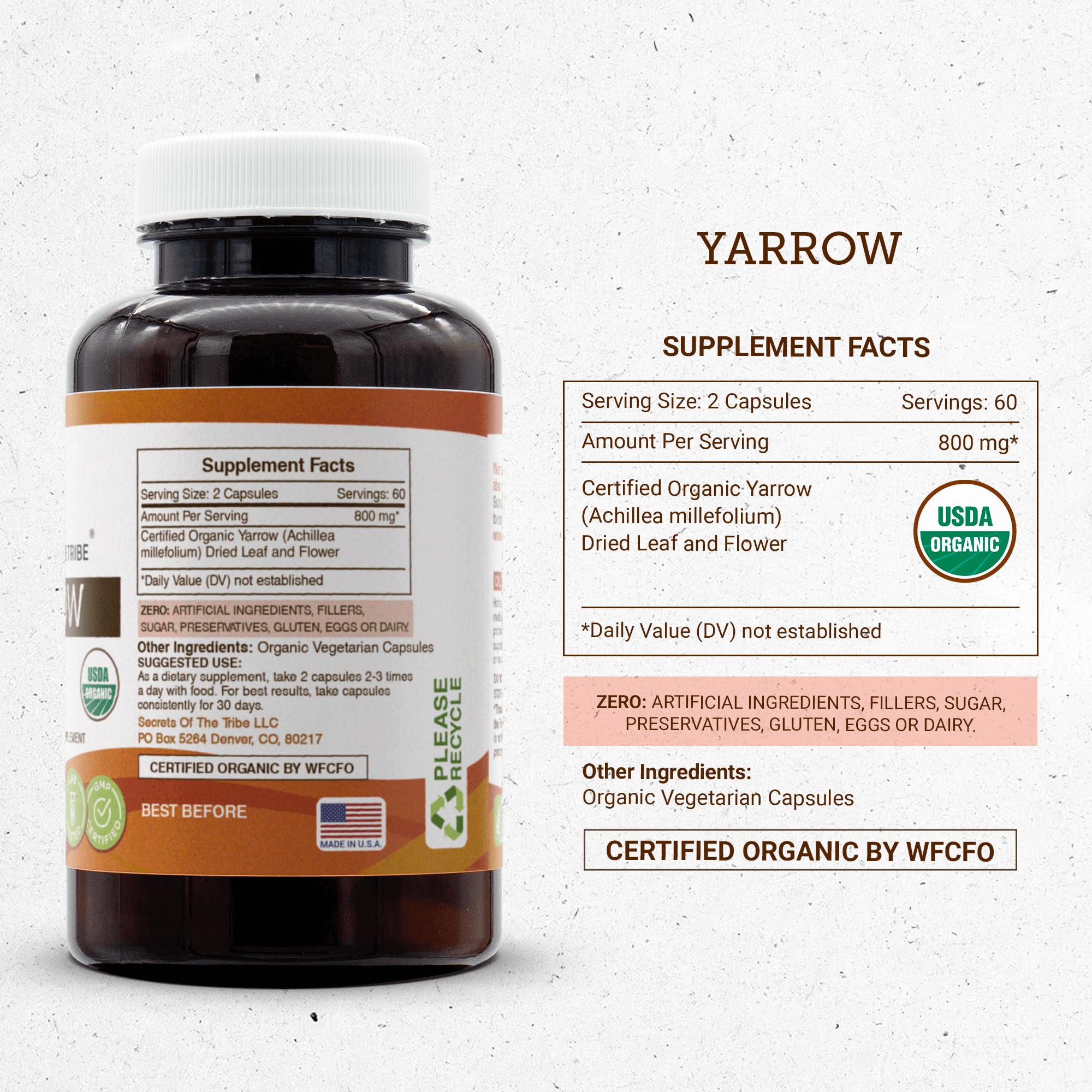 Foto 5 pulgar | Suplemento Secrets Of The Tribe Yarrow 120 Cápsulas 800 Mg - Venta Internacional.