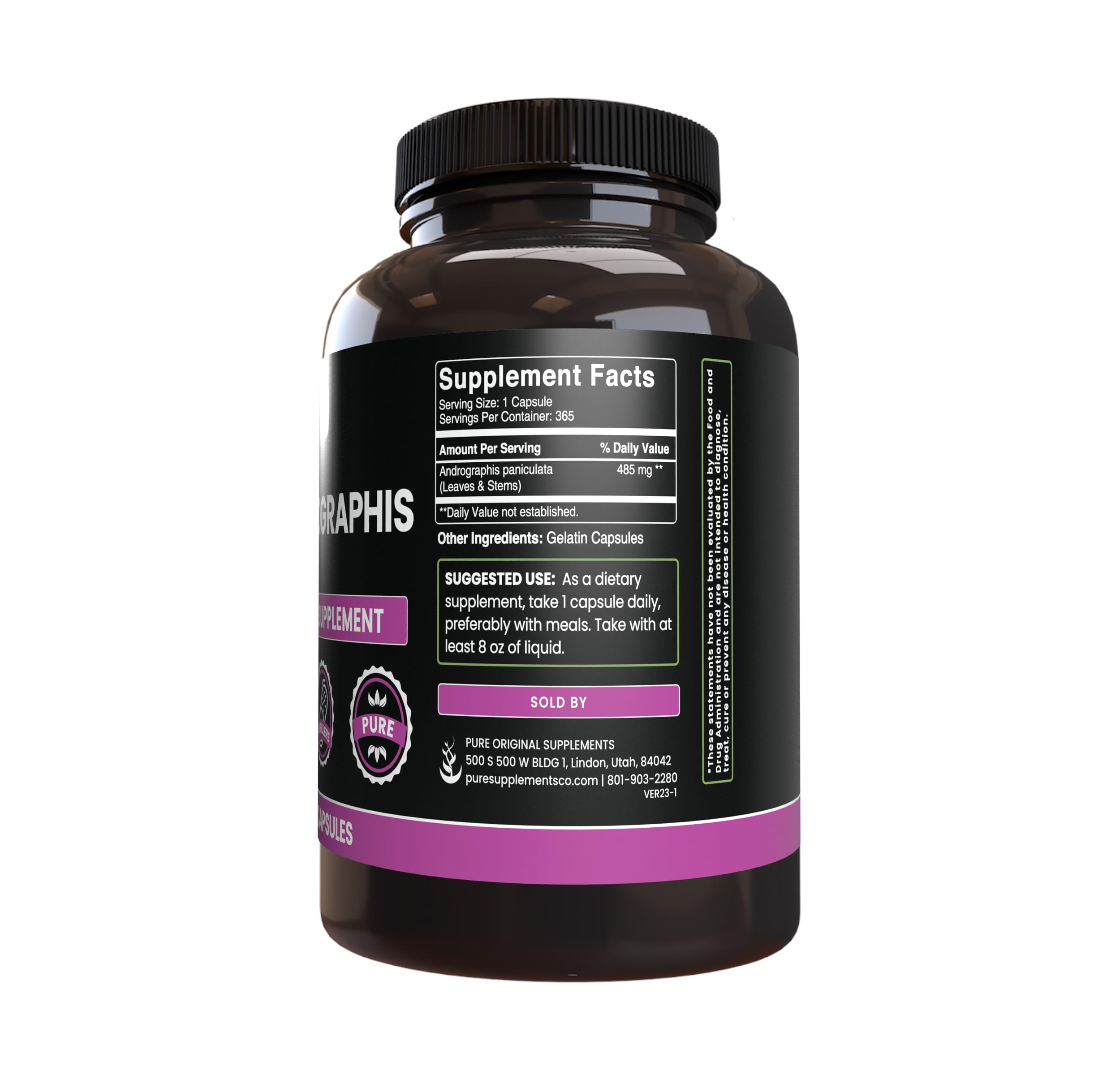 Foto 4 pulgar | Suplementos Herbales Ingredientes Puros Originales Andrographis Paniculata 365 Cápsulas - Venta Internacional.