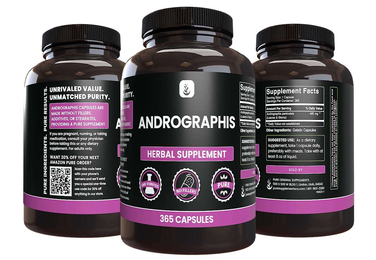 Foto 4 | Suplementos Herbales Ingredientes Puros Originales Andrographis Paniculata 365 Cápsulas - Venta Internacional.