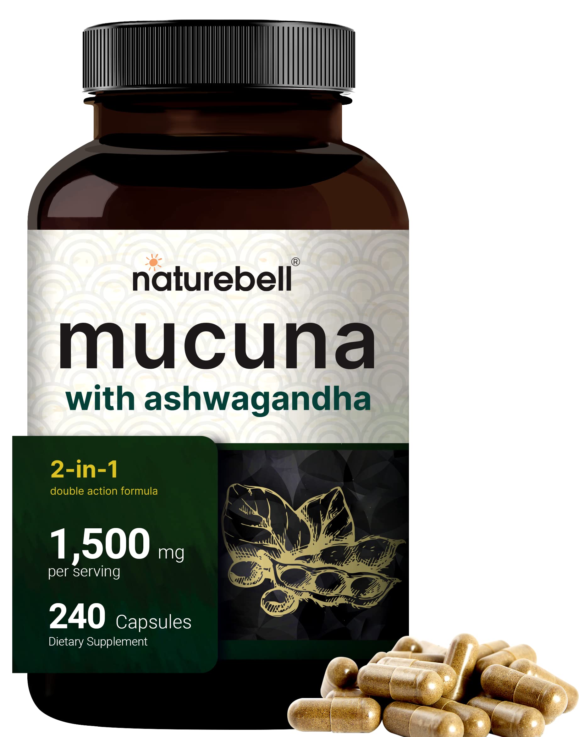 Foto 2 pulgar | Suplemento Naturebell Mucuna Pruriens 1500 Mg 240 Cápsulas - Venta Internacional.