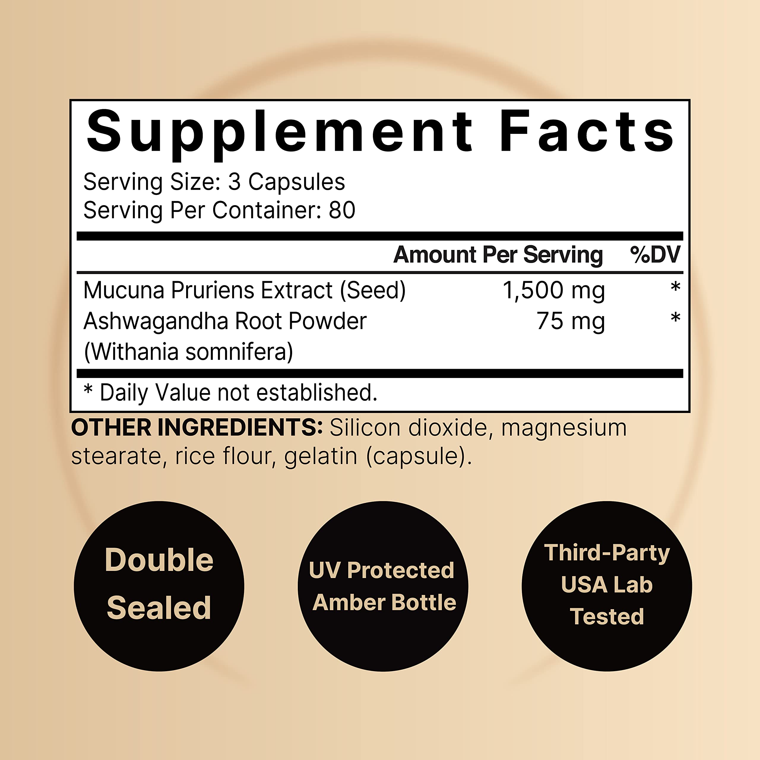 Foto 3 pulgar | Suplemento Naturebell Mucuna Pruriens 1500 Mg 240 Cápsulas - Venta Internacional.