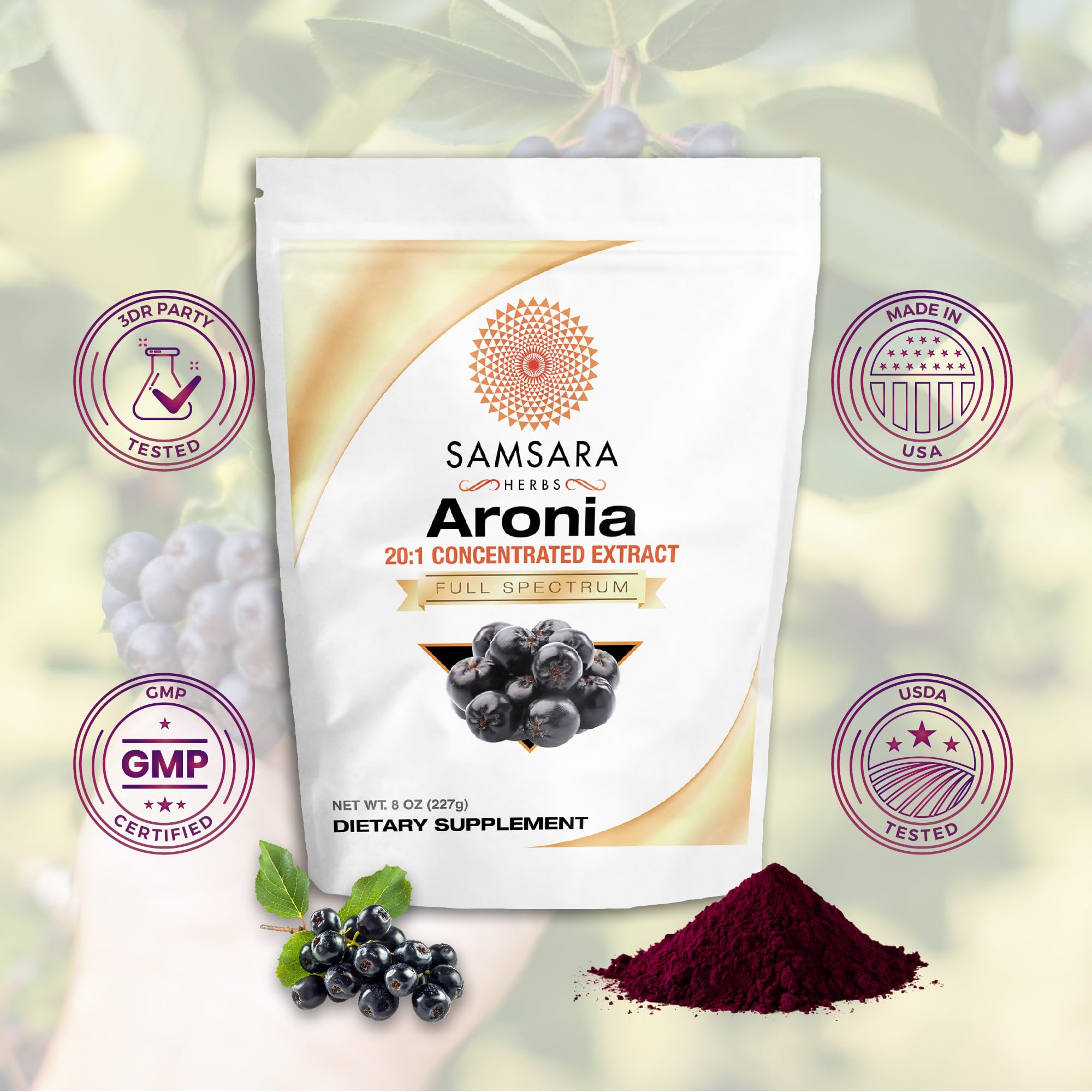 Foto 3 pulgar | Suplemento Samsara Herbs Extracto De Aronia Berry 20:1 En Polvo 227 G - Venta Internacional.