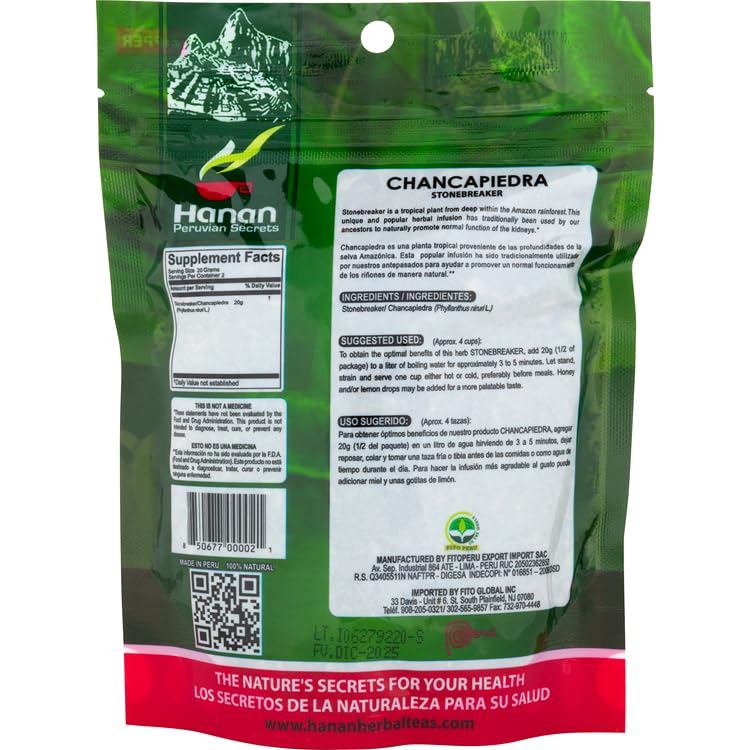 Foto 2 | Té De Hierbas Hanan Chanca Piedra, Hojas Sueltas, 120 G, 3 Bolsas - Venta Internacional.
