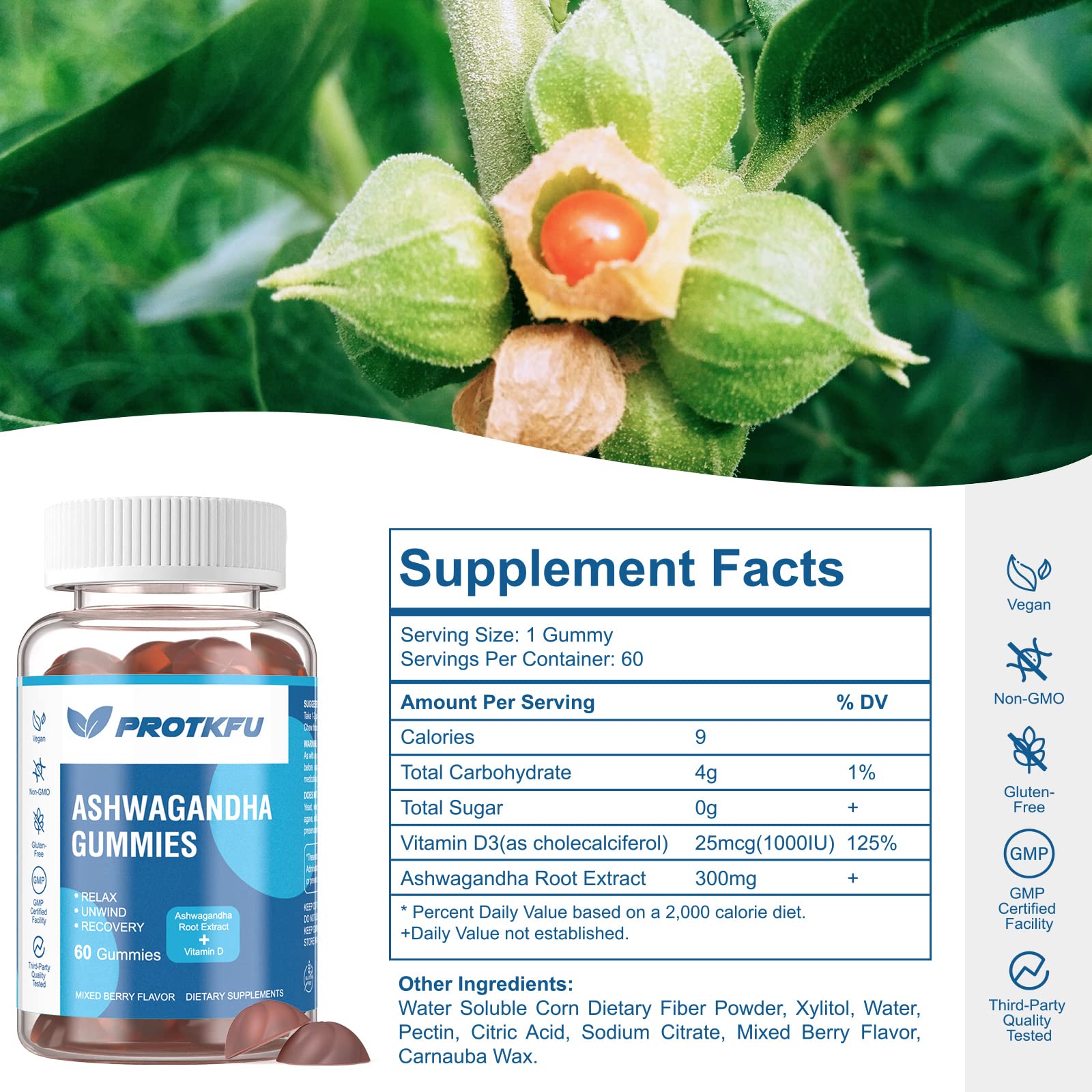 Foto 3 pulgar | Suplemento Protkfu En Gomitas De Ashwagandha Y Vitamina D3 X2 - Venta Internacional.