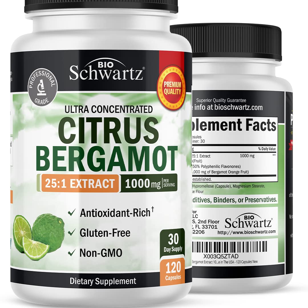 Foto 2 pulgar | Suplemento Bioschwartz, Extracto De Bergamota Cítrica, 1000 Mg, 120 Cápsulas - Venta Internacional.
