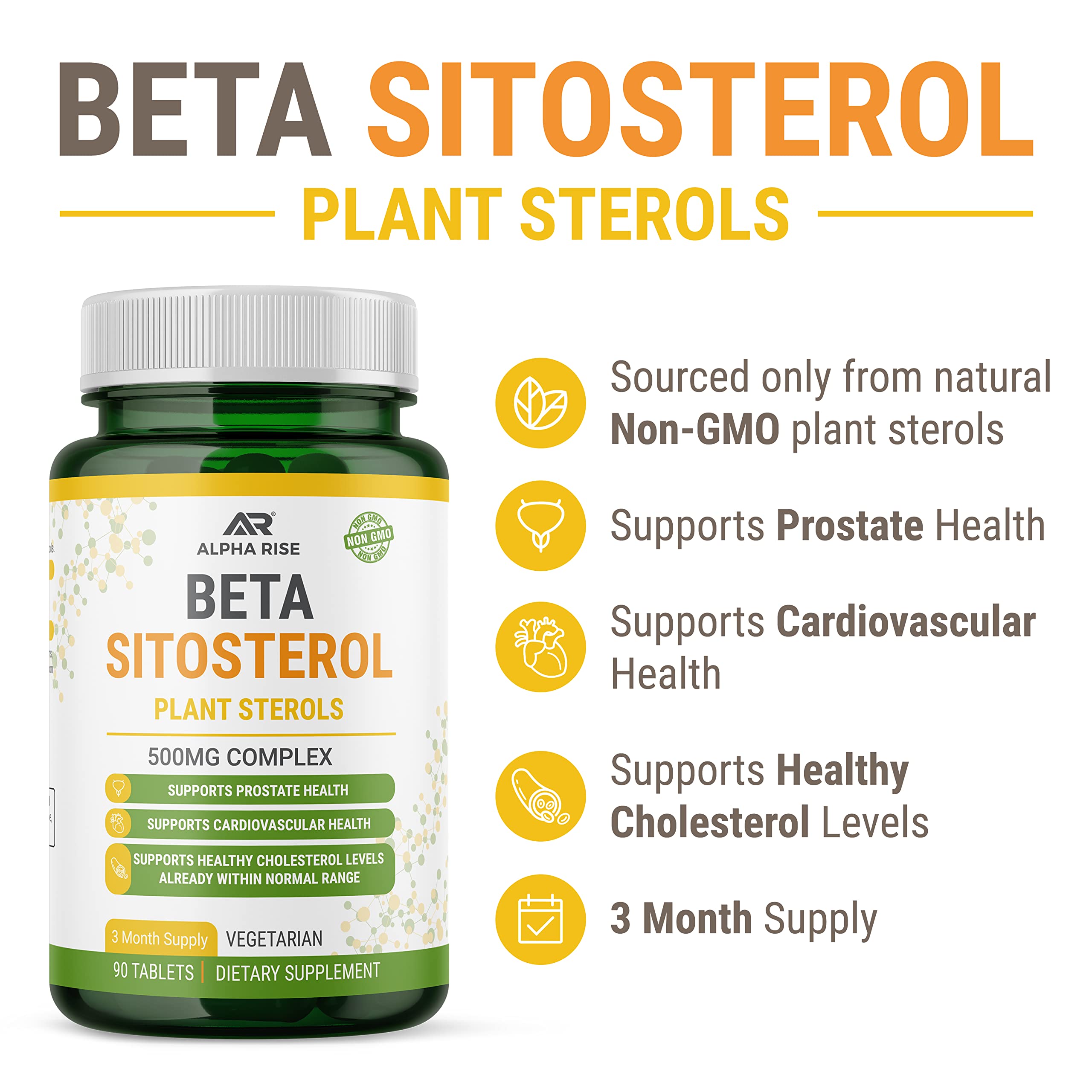 Foto 4 pulgar | Suplemento De Tabletas De Beta Sitosterol Alpha Rise De 500 Mg - Venta Internacional.