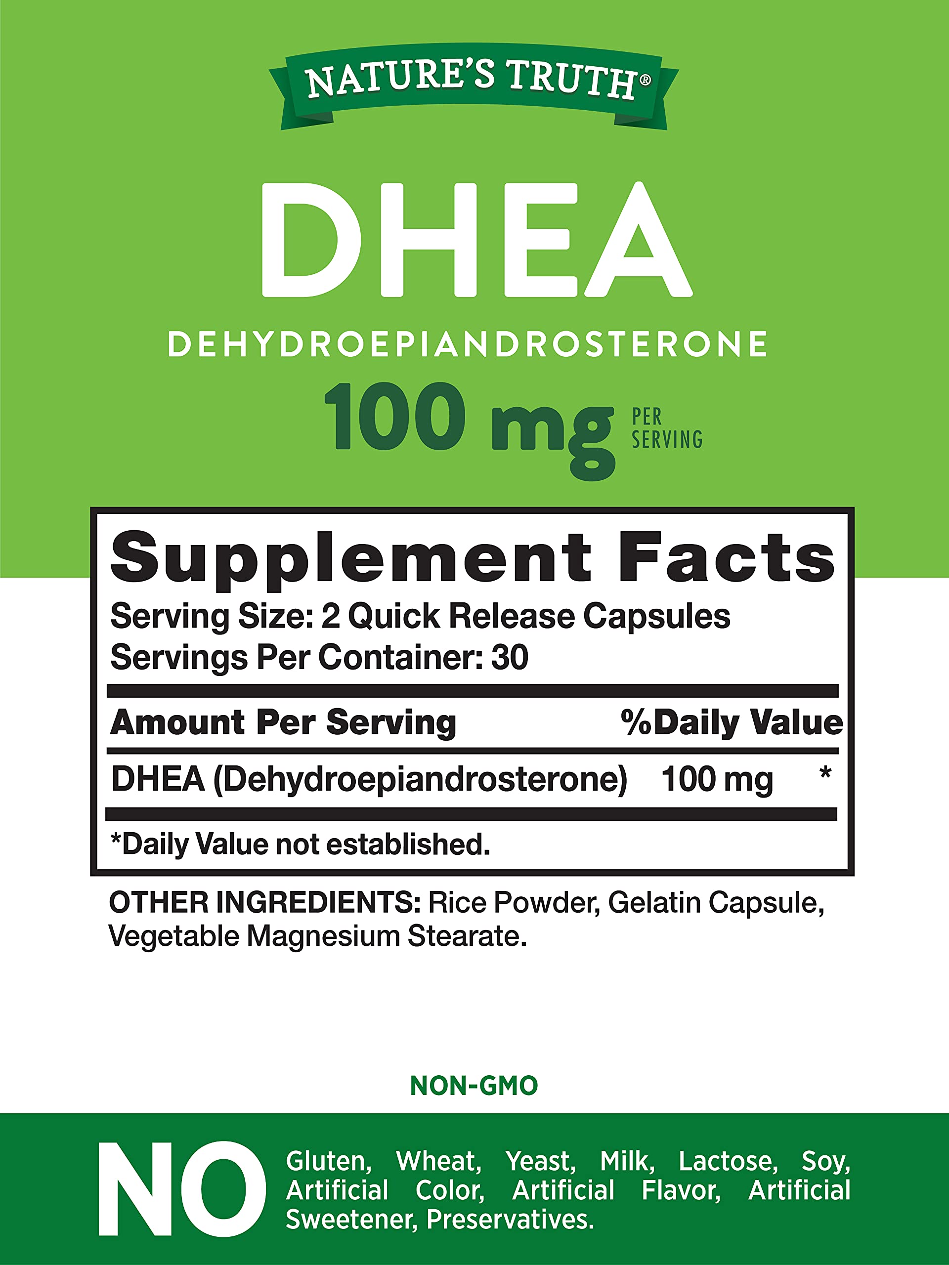 Foto 3 pulgar | Suplemento Nature's Truth Dhea 100 Mg 60 Cápsulas Sin Ogm - Venta Internacional.