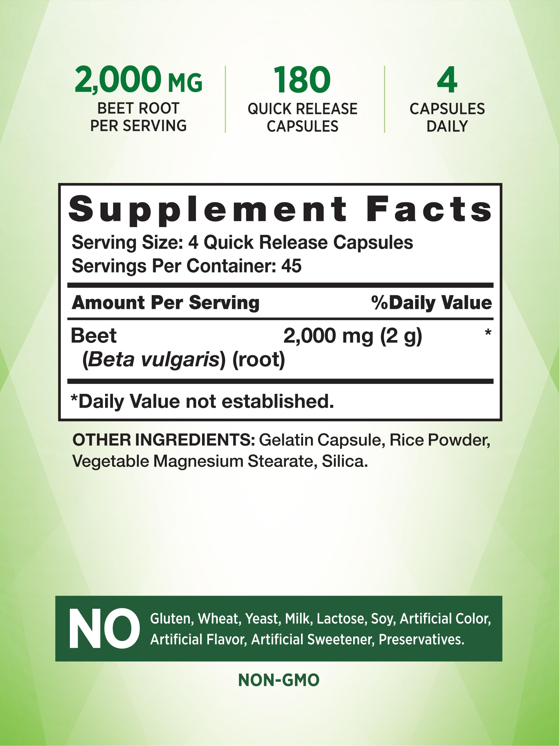 Foto 3 pulgar | Suplemento Nature's Truth, Cápsulas De Raíz De Remolacha, 2000 Mg, 180 Unidades - Venta Internacional.