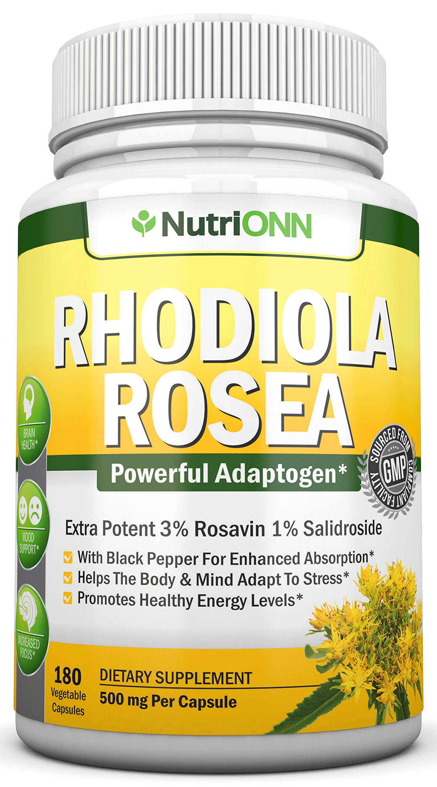 Suplemento Nutrionn Rhodiola Rosea 500 Mg 180 Cápsulas Veganas - Venta Internacional.