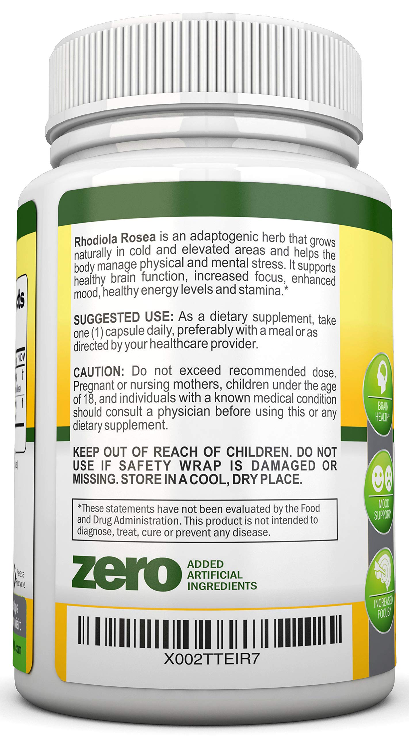 Foto 6 pulgar | Suplemento Nutrionn Rhodiola Rosea 500 Mg 180 Cápsulas Veganas - Venta Internacional.