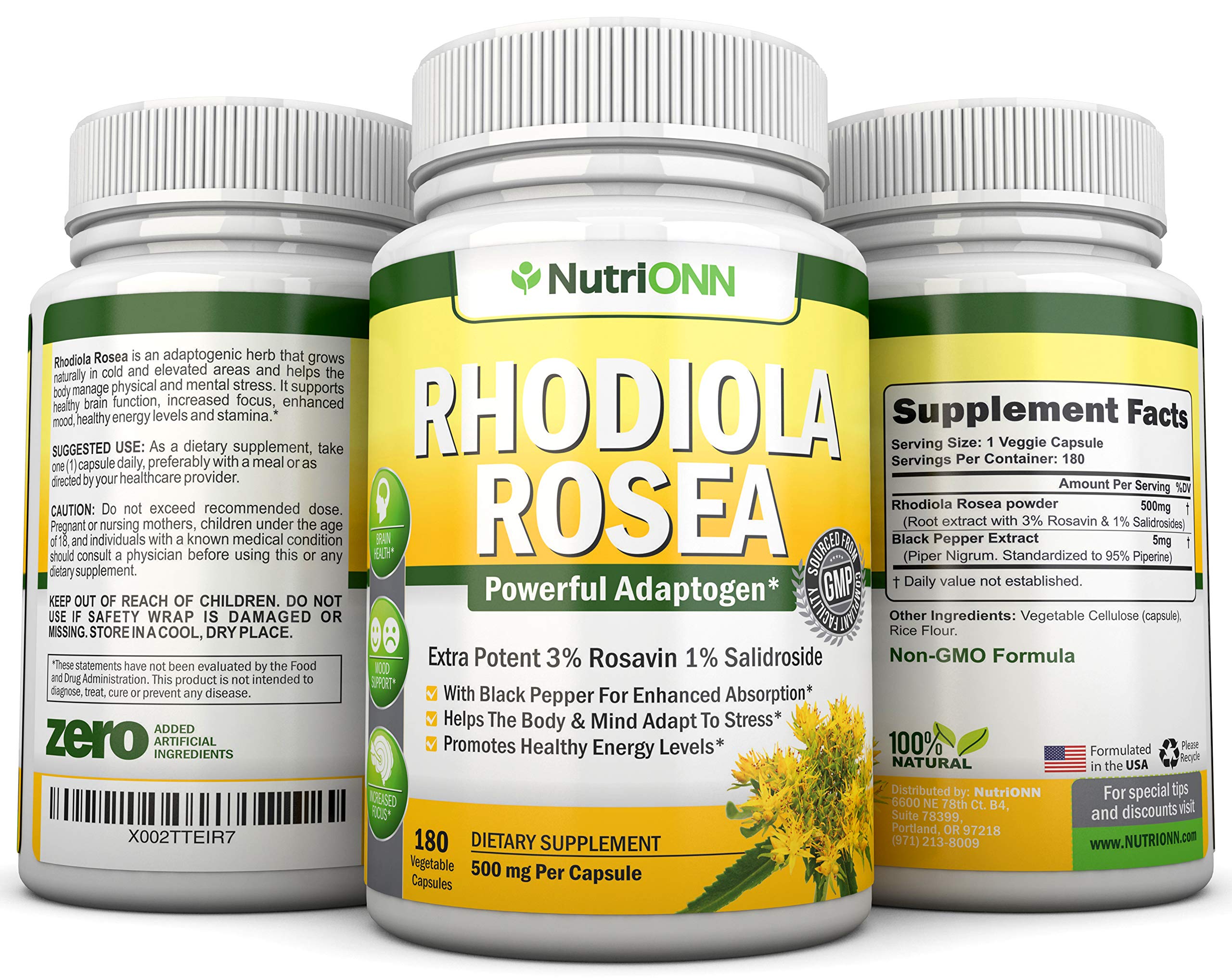 Foto 7 pulgar | Suplemento Nutrionn Rhodiola Rosea 500 Mg 180 Cápsulas Veganas - Venta Internacional.