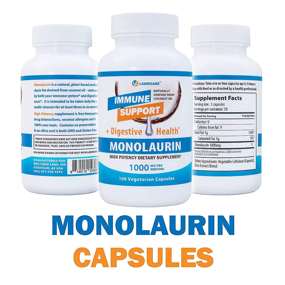 Foto 3 pulgar | Suplemento Lauricare Monolaurin 1000 Mg 100 Cápsulas - Venta Internacional.