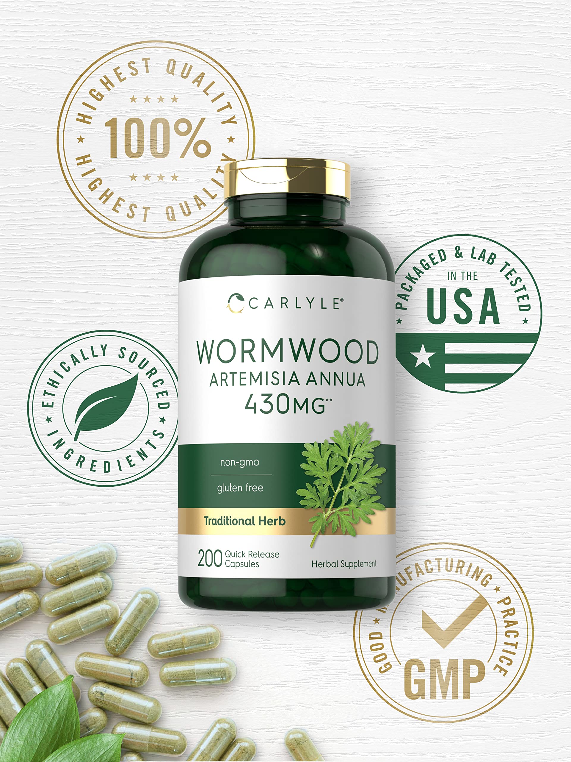 Foto 6 pulgar | Suplemento Carlyle Wormwood En Cápsulas, 430 Mg, 200 Unidades - Venta Internacional.