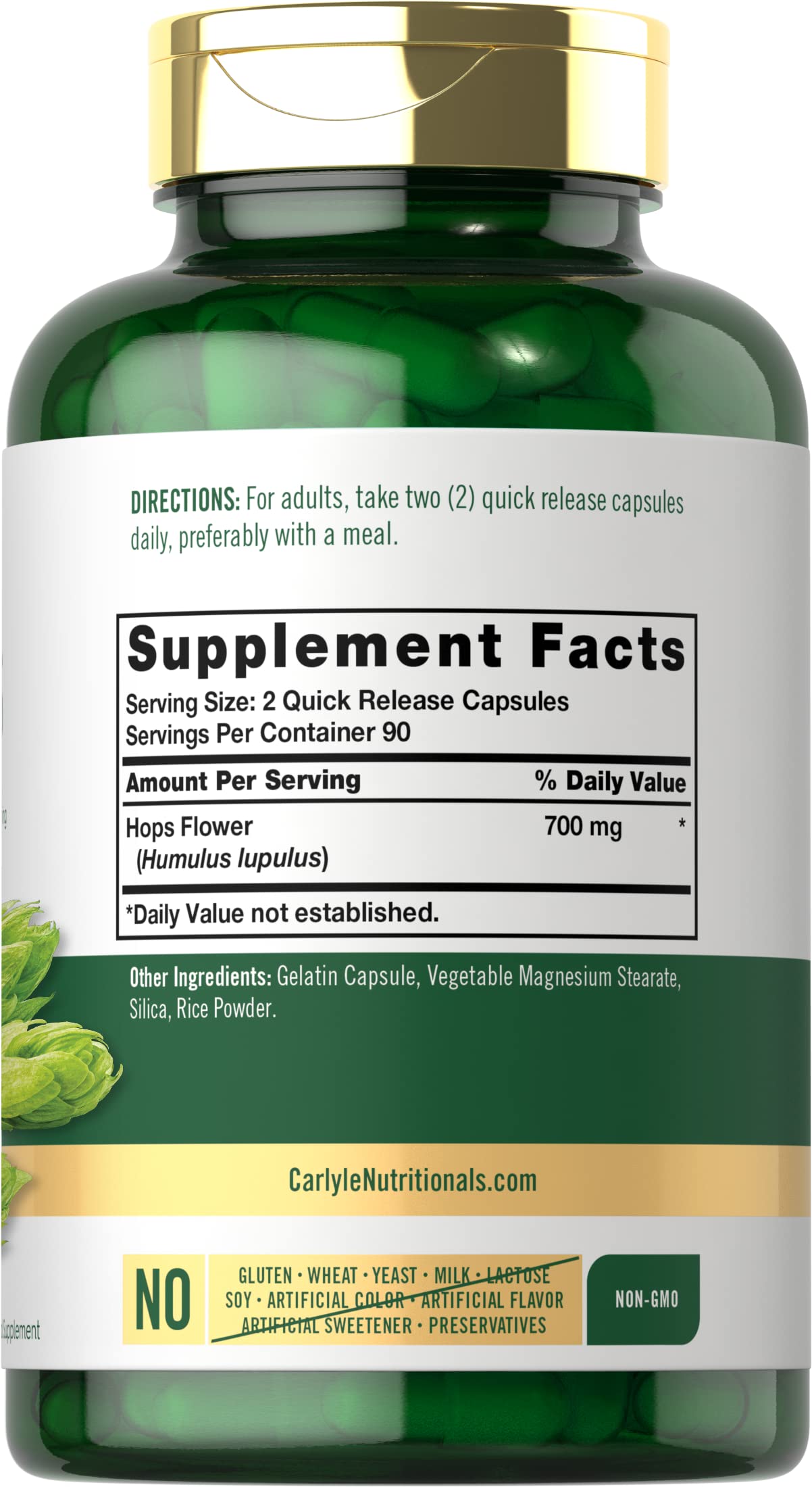 Foto 3 pulgar | Suplemento De Lúpulo Carlyle, 700 Mg, 180 Cápsulas, Sin Ogm, Sin Gluten - Venta Internacional.