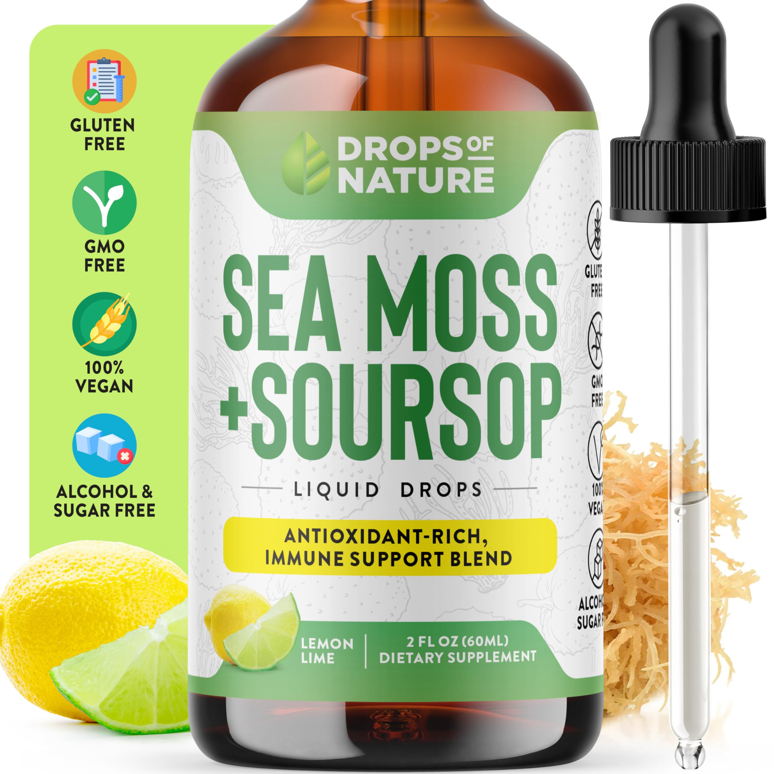 Foto 2 pulgar | Suplemento Drops Of Nature Irish Sea Moss & Guanábana 60 ml - Venta Internacional