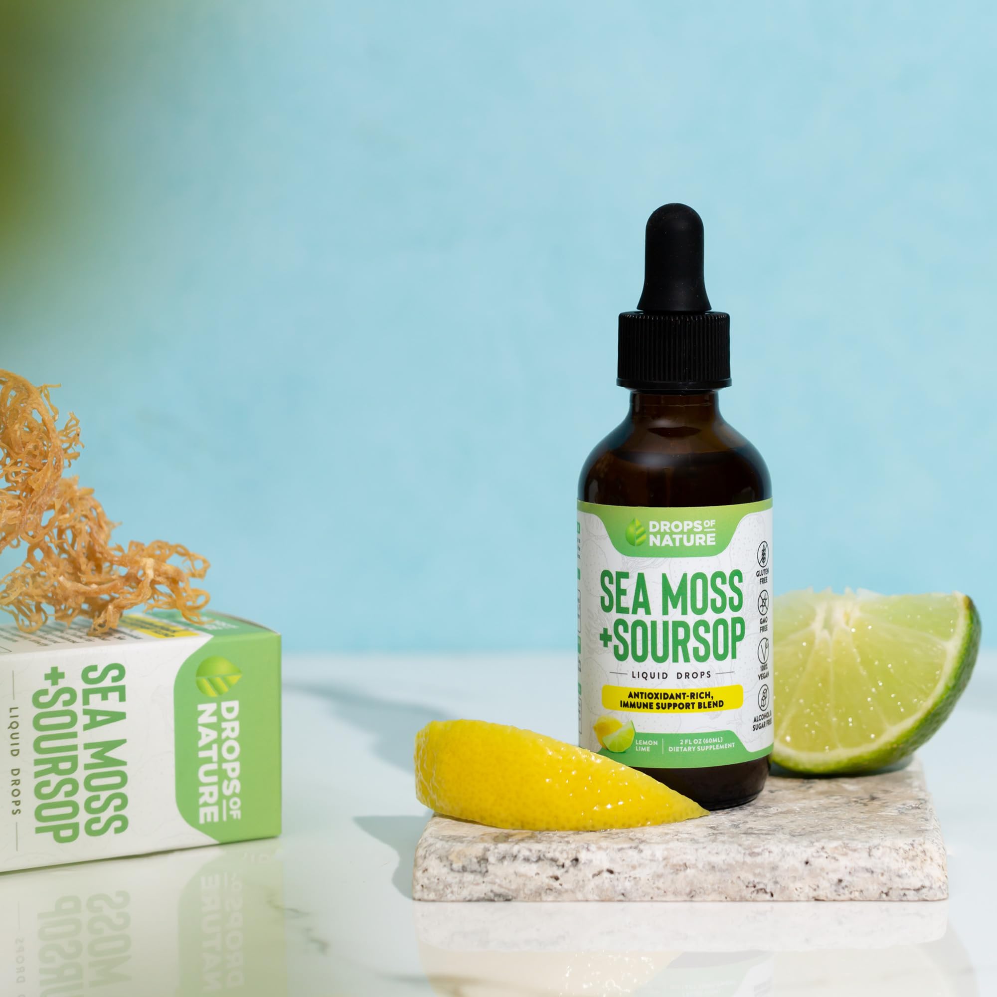 Foto 5 pulgar | Suplemento Drops Of Nature Irish Sea Moss & Guanábana 60 ml - Venta Internacional