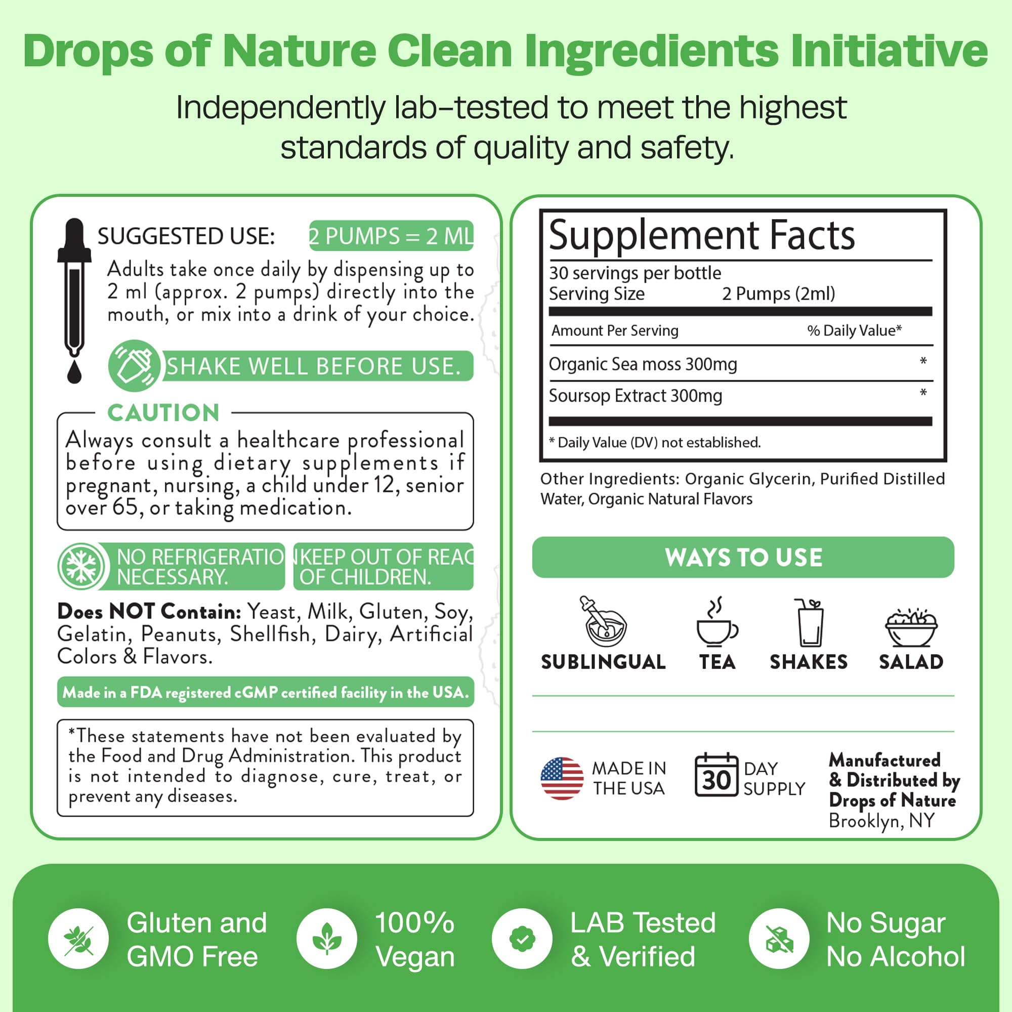Foto 7 pulgar | Suplemento Drops Of Nature Irish Sea Moss & Guanábana 60 ml - Venta Internacional