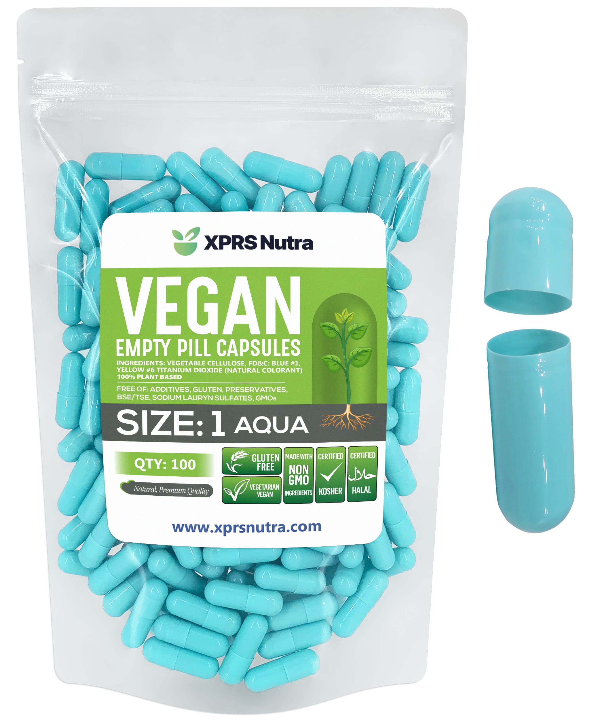 Foto 2 pulgar | Cápsulas Vacías Xprs Nutra, Tamaño 1, 100 Unidades, Vegan Aqua - Venta Internacional.