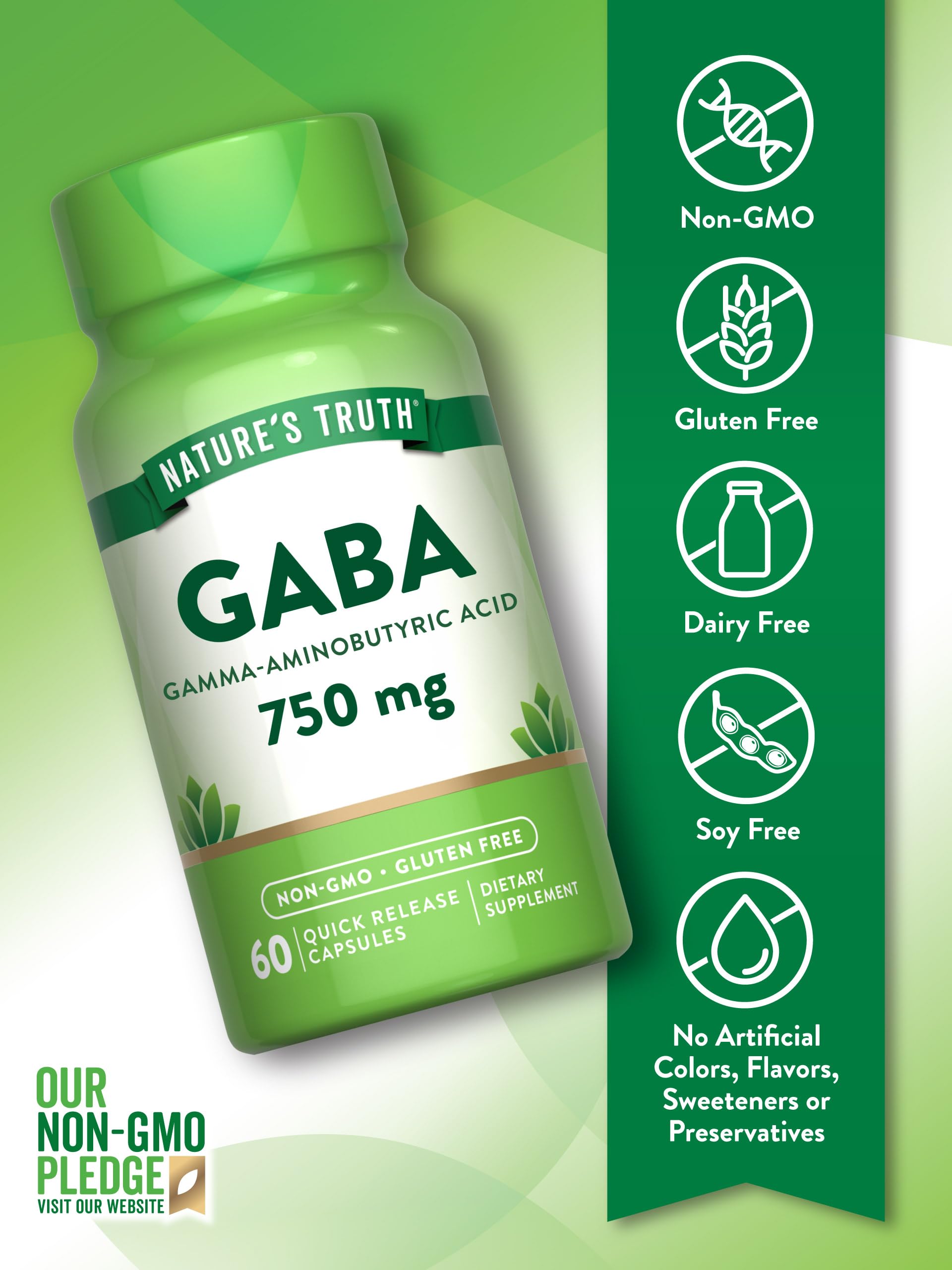 Foto 4 pulgar | Suplemento Nature's Truth Gaba 750 Mg 60 Cápsulas - Venta Internacional.