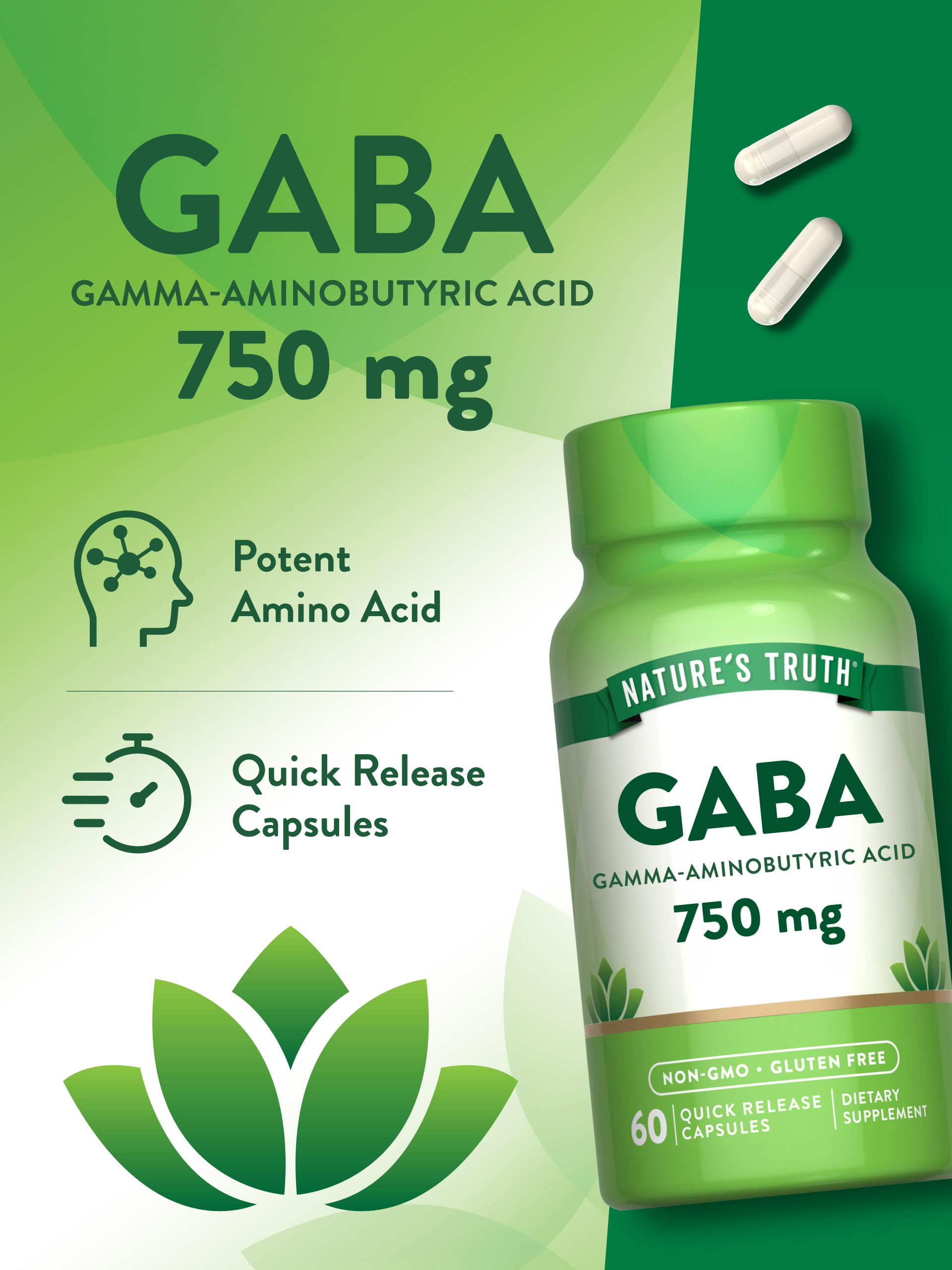 Foto 6 pulgar | Suplemento Nature's Truth Gaba 750 Mg 60 Cápsulas - Venta Internacional.