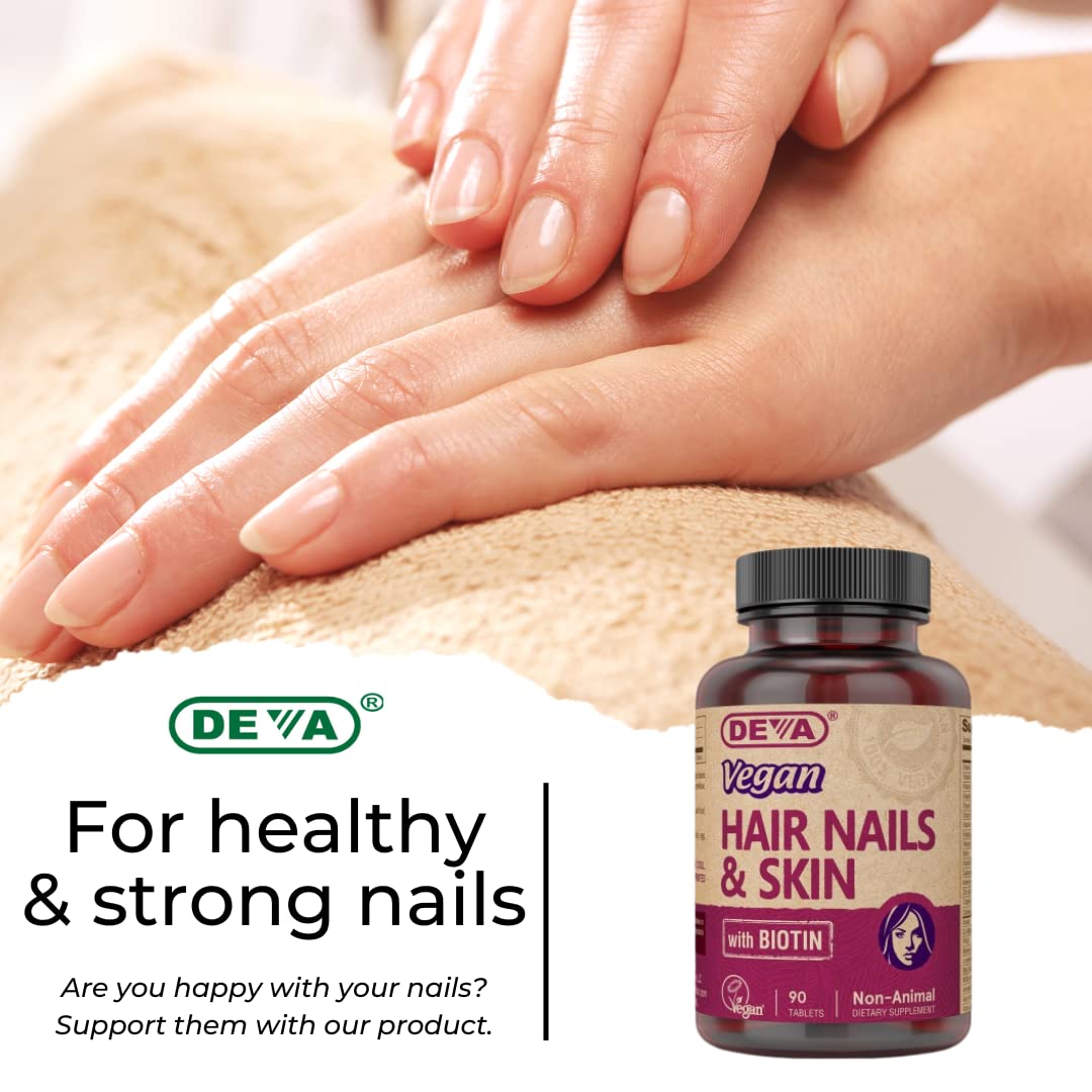 Foto 6 pulgar | Suplemento Deva Vegan Para Cabello, Uñas Y Piel Con Biotina, 90 Tabletas - Venta Internacional.