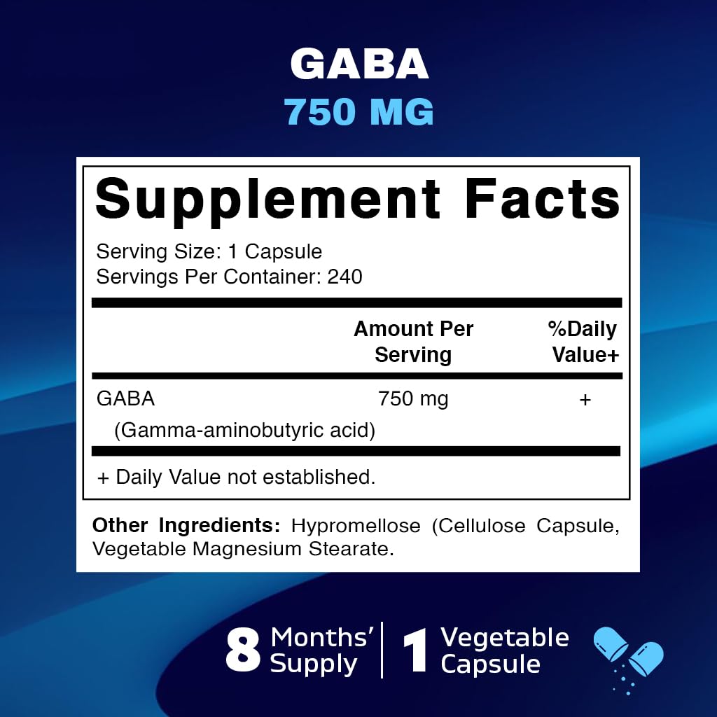 Foto 3 pulgar | Suplemento Vitamático De Gaba (ácido Gamma Aminobutírico) 750 Mg - Venta Internacional.