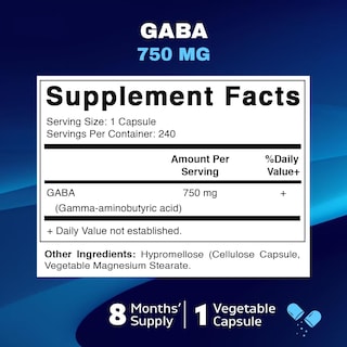 Foto 2 | Suplemento Vitamático De Gaba (ácido Gamma Aminobutírico) 750 Mg - Venta Internacional.