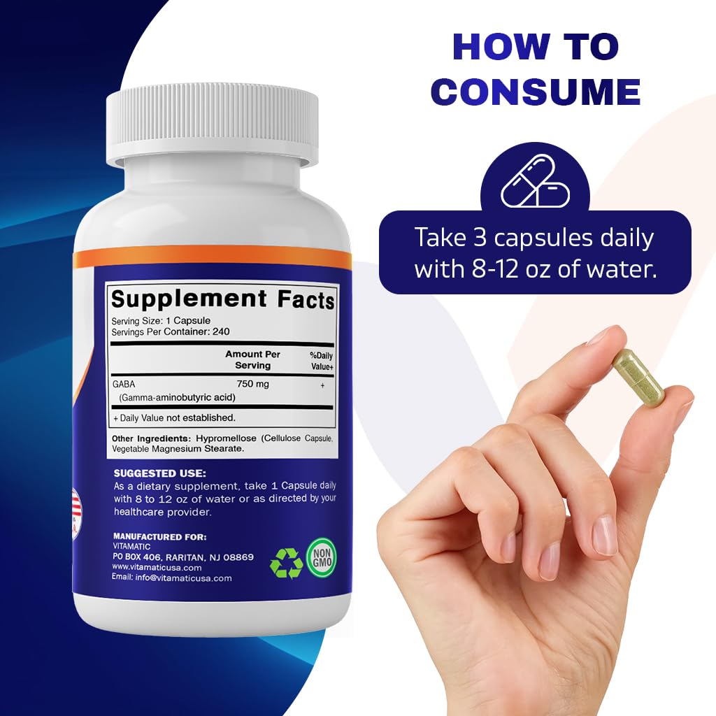Foto 4 pulgar | Suplemento Vitamático De Gaba (ácido Gamma Aminobutírico) 750 Mg - Venta Internacional.