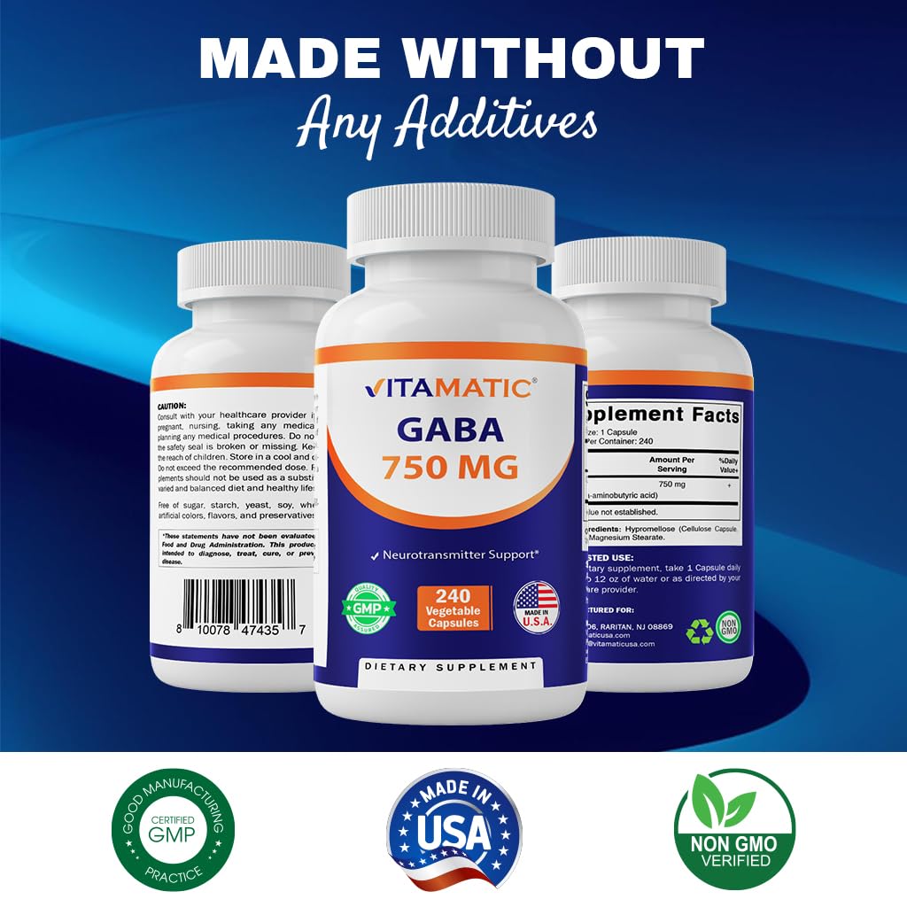 Foto 6 pulgar | Suplemento Vitamático De Gaba (ácido Gamma Aminobutírico) 750 Mg - Venta Internacional.