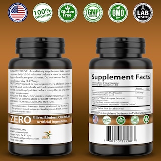 Foto 2 | Suplemento De Ashwagandha En Cápsulas Smshealthproducts 60 Unidades - Venta Internacional.