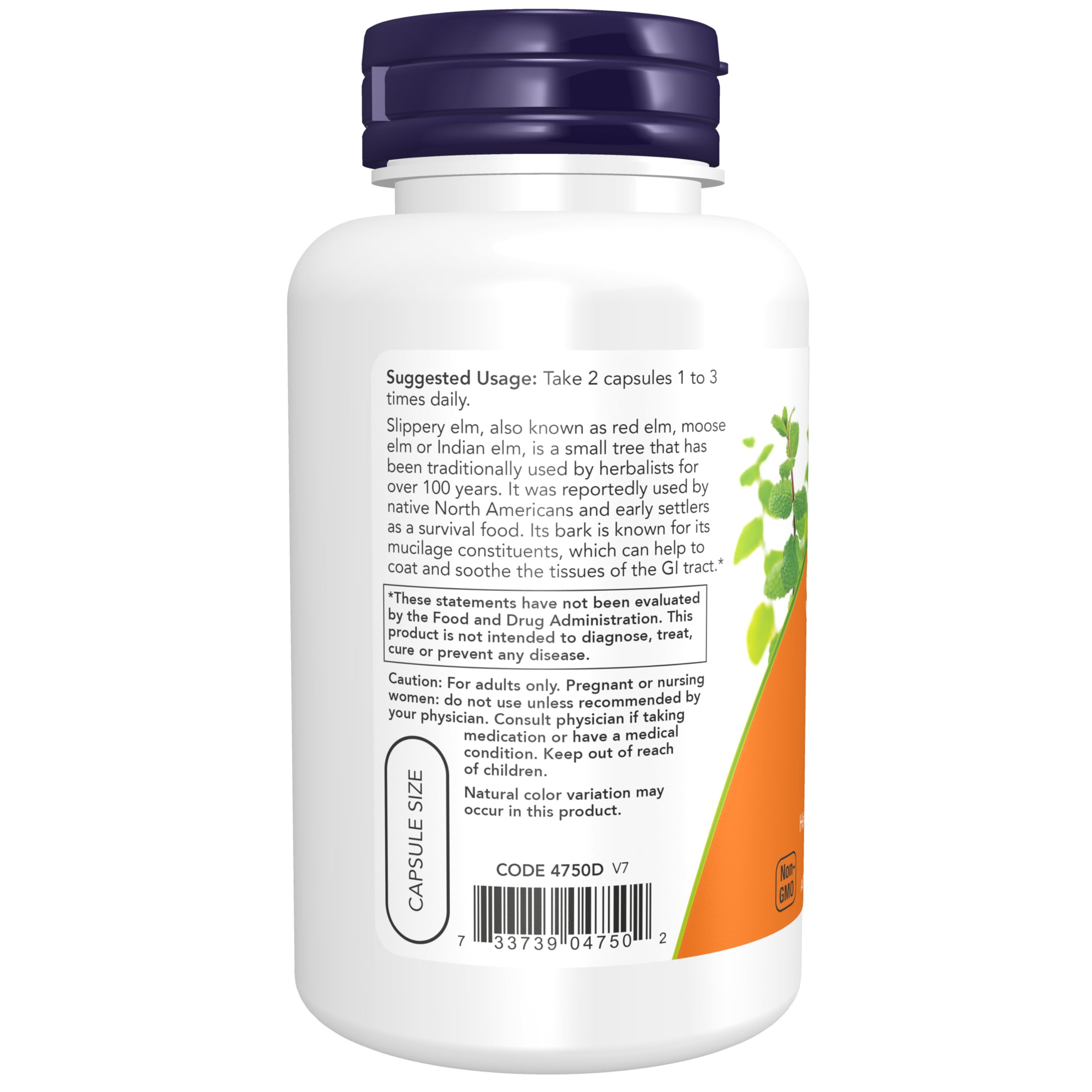 Foto 4 pulgar | Supplement Now Slippery Elm 400 Mg 100 Cápsulas (paquete De 2) - Venta Internacional.