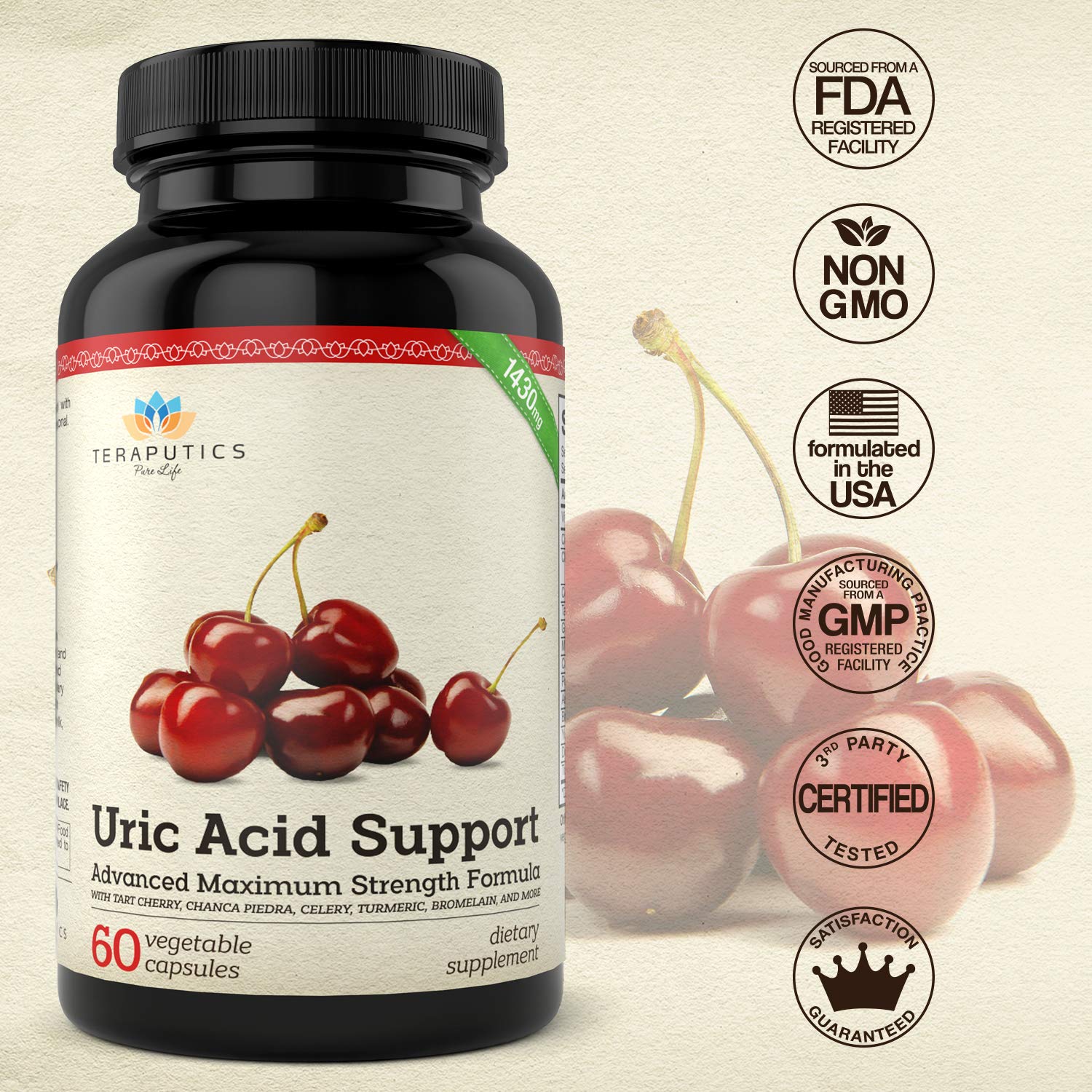 Foto 4 pulgar | Suplemento De Refuerzo De Ácido Úrico Teraputics Con Cereza Ácida, 60 Cápsulas - Venta Internacional.