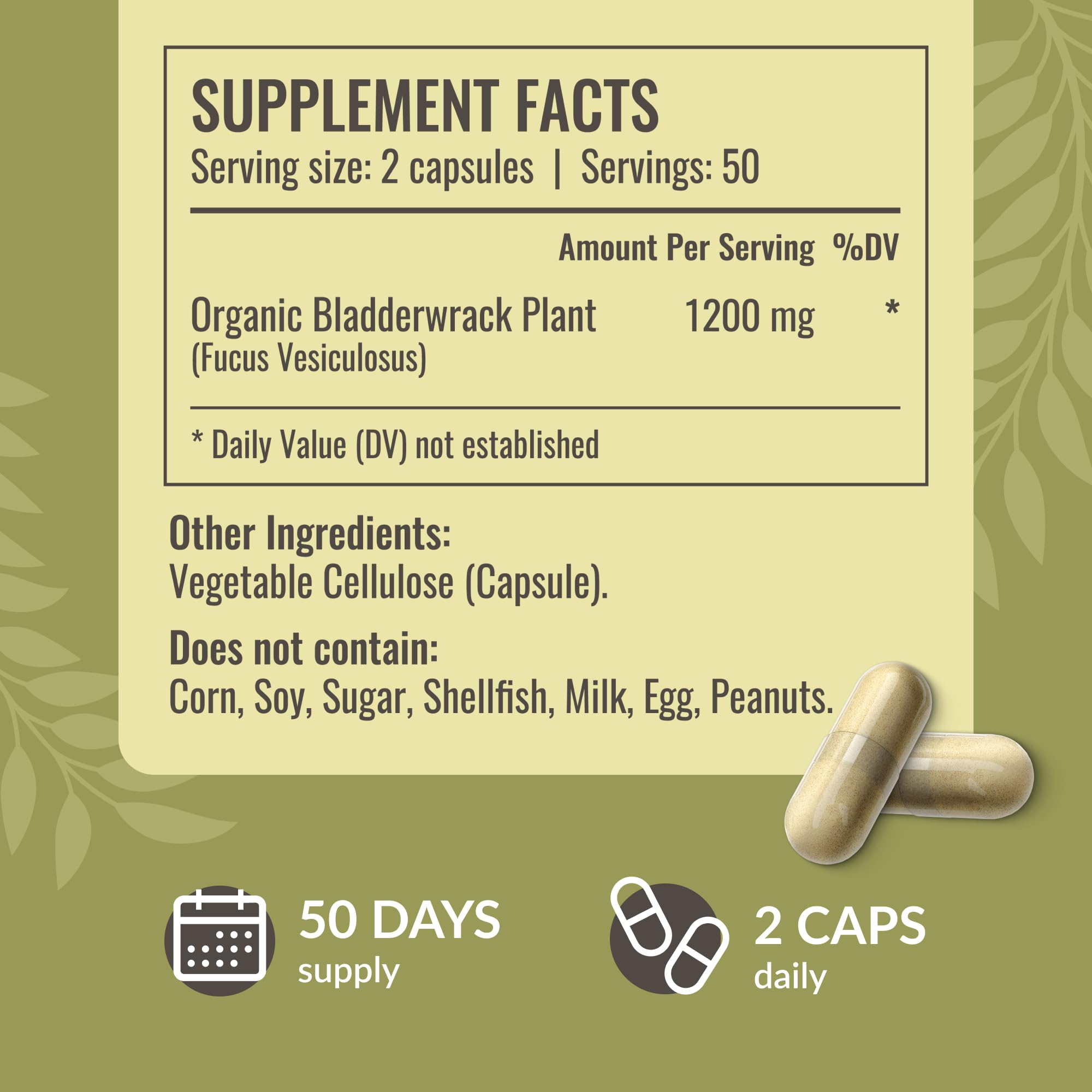 Foto 4 pulgar | Suplemento Herbamama Bladderwrack En Cápsulas De 1200 Mg De Yodo Marino - Venta Internacional.