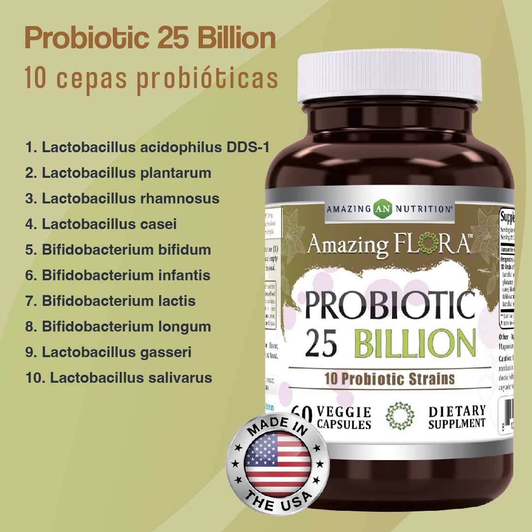 Foto 4 pulgar | Amazing Formulas Flora Probiotic 25 Billiones Flora Intestinal 60 Cápsulas