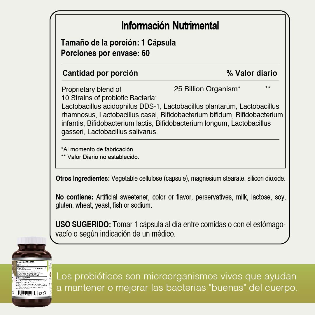 Foto 5 pulgar | Amazing Formulas Flora Probiotic 25 Billiones Flora Intestinal 60 Cápsulas