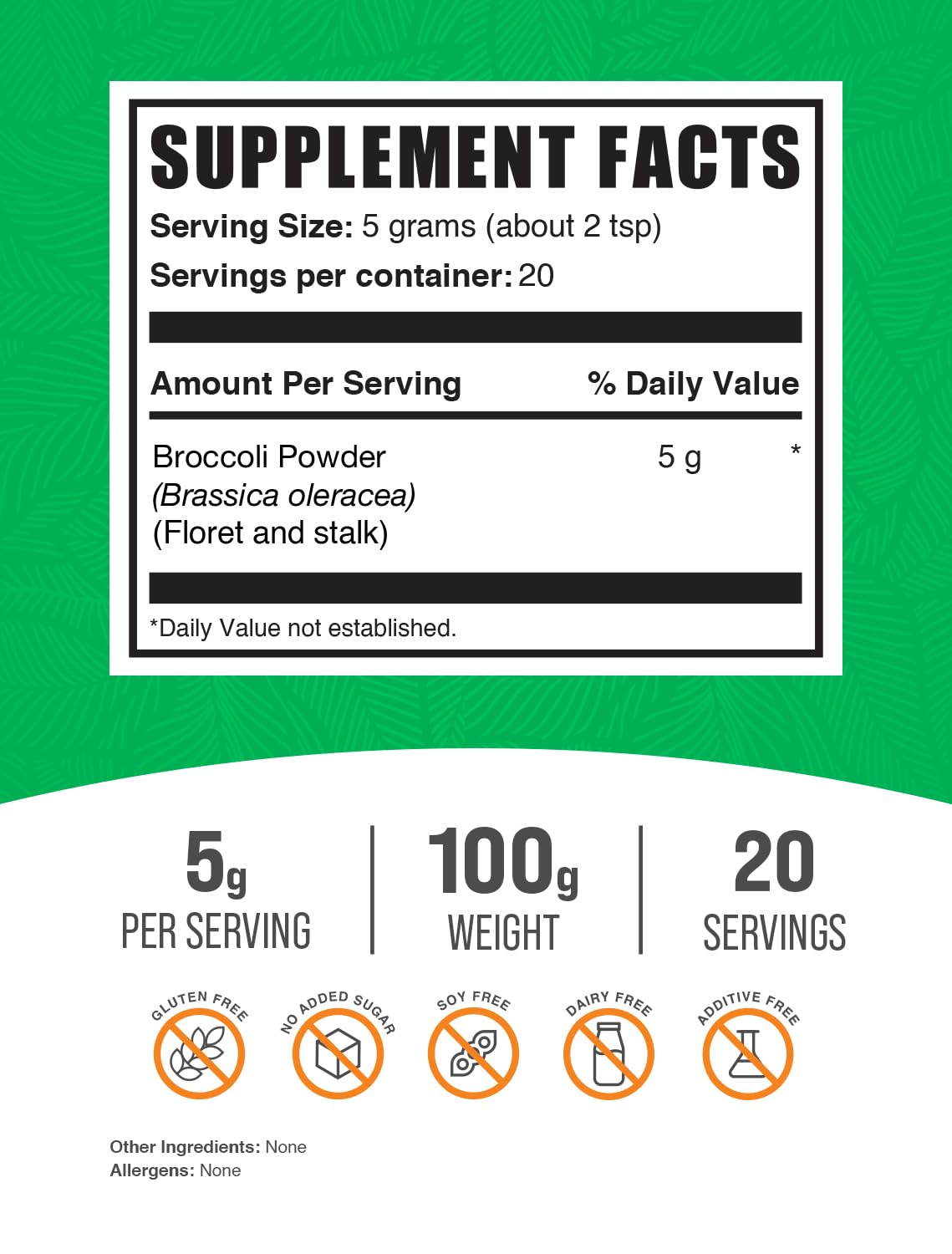 Foto 3 pulgar | Supplement Bulksupplements.com Brócoli En Polvo 100 G - Venta Internacional.