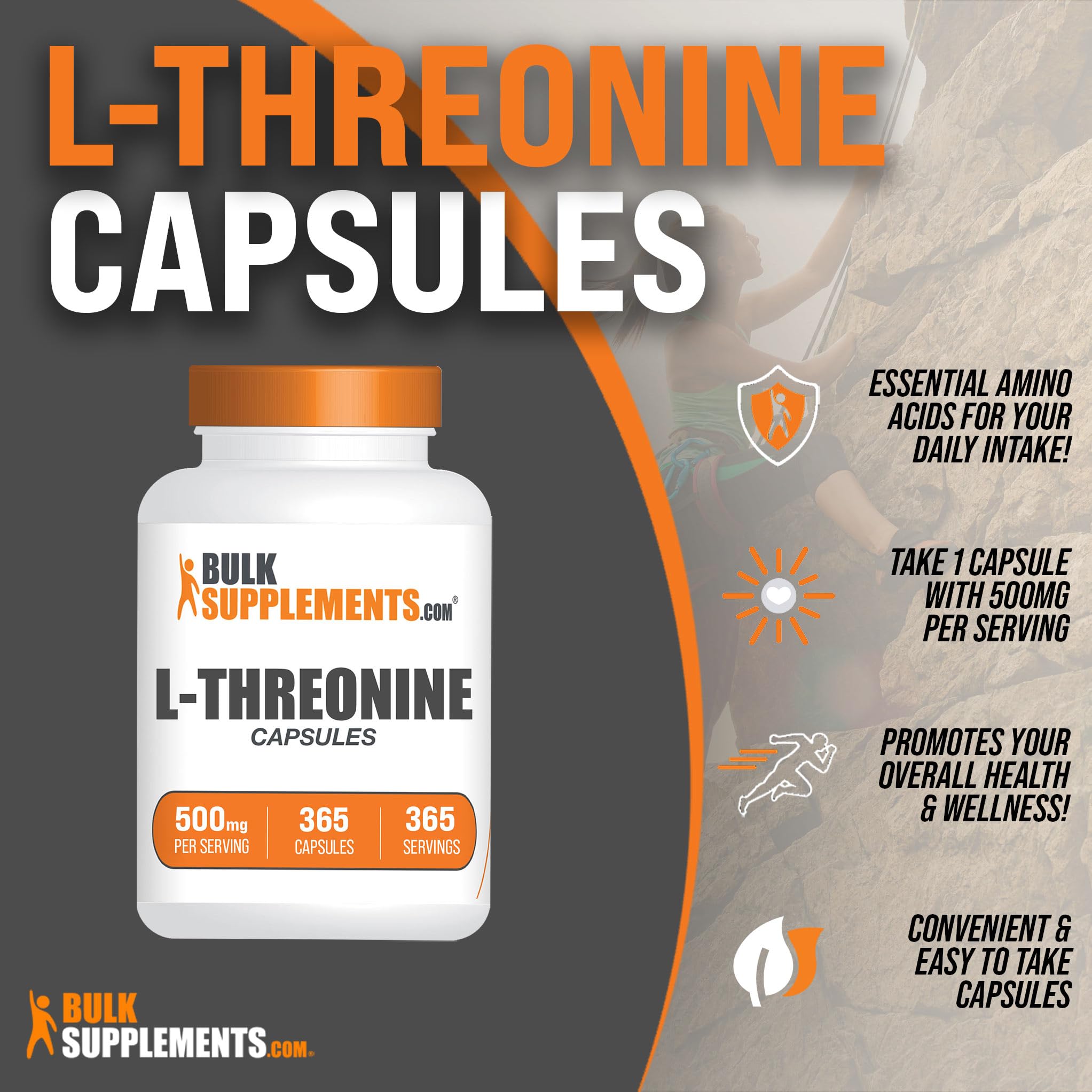 Foto 4 pulgar | Suplemento Bulksupplements.com L-treonina 500 Mg 365 Cápsulas - Venta Internacional.