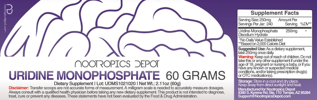Foto 3 pulgar | Suplemento Nootropics Depot, Monofosfato De Uridina, 60 G, En Polvo - Venta Internacional.