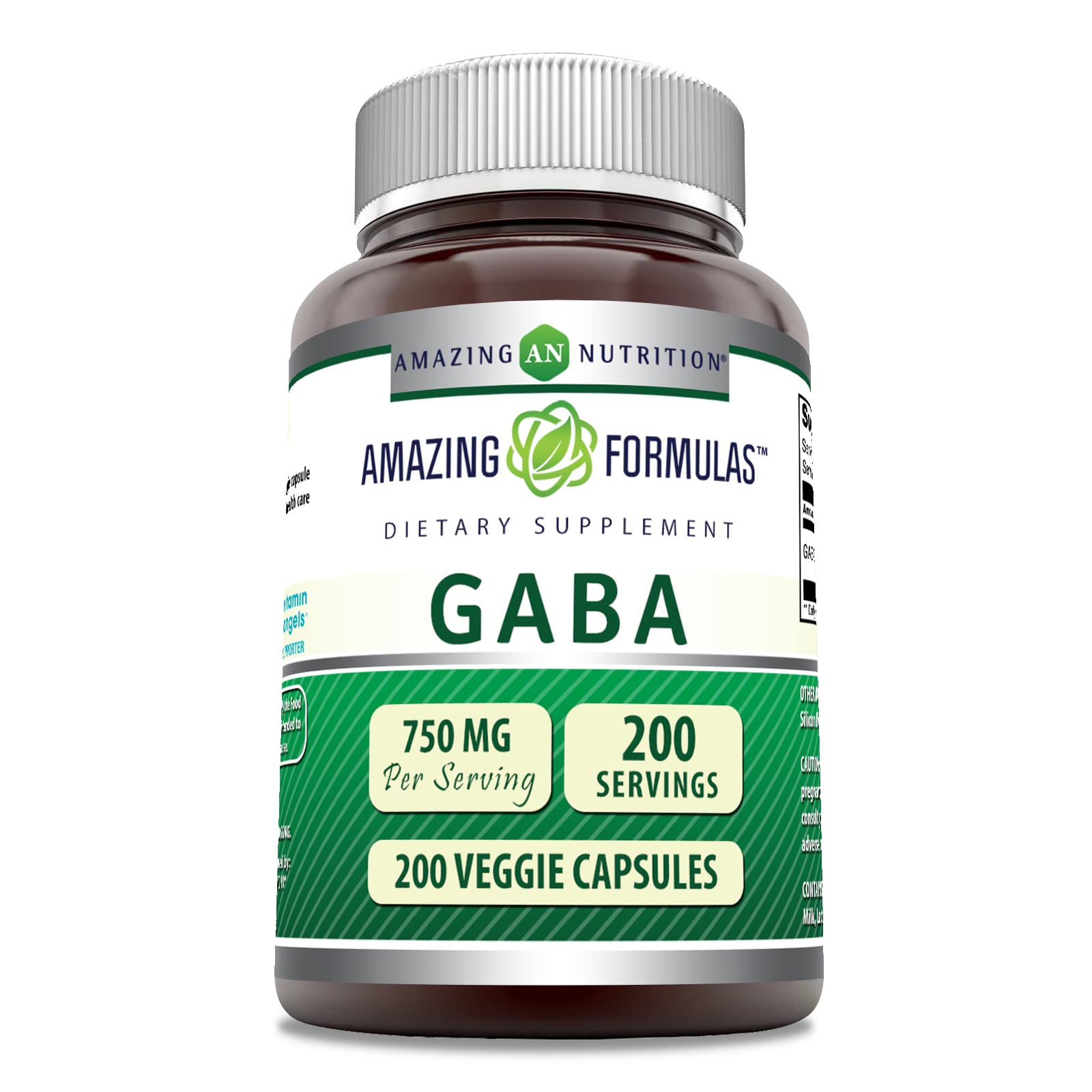 Suplemento Amazing Formulas, Gaba, 750 Mg, Cápsulas Vegetarianas, 200 Unidades - Venta Internacional.