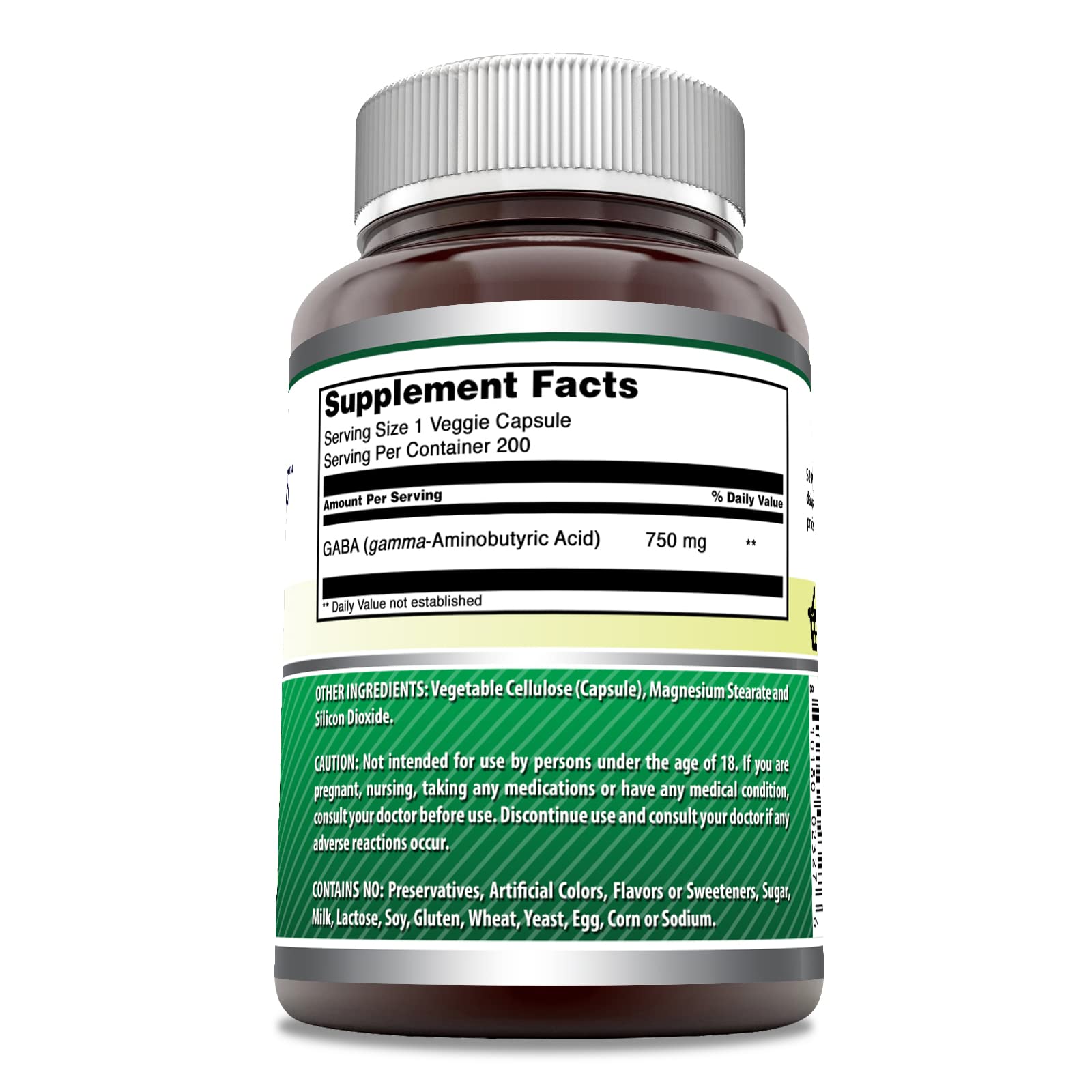 Foto 3 pulgar | Suplemento Amazing Formulas, Gaba, 750 Mg, Cápsulas Vegetarianas, 200 Unidades - Venta Internacional.