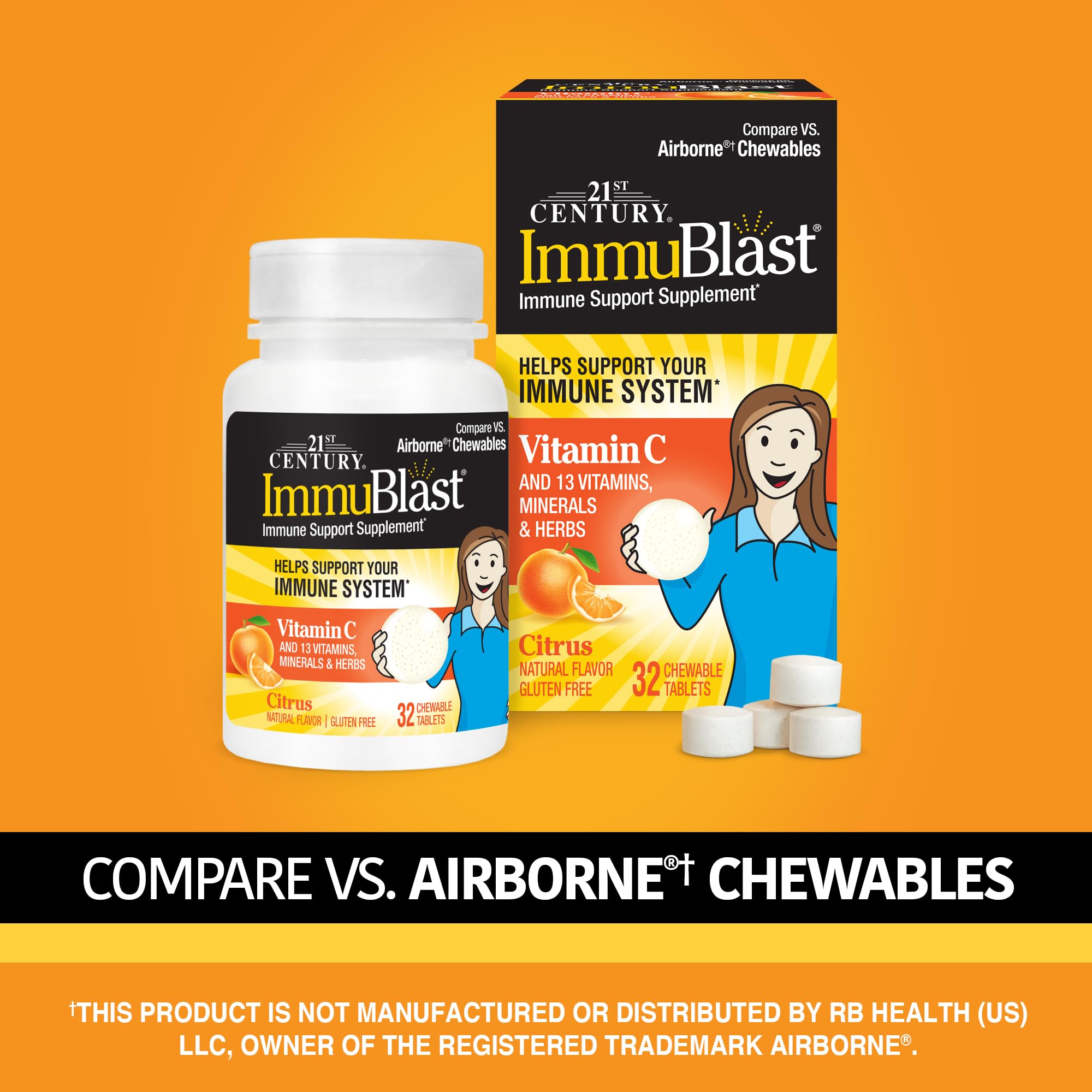 Foto 3 pulgar | Tabletas Masticables 21st Century Immublast Citrus 32x4 - Venta Internacional.