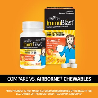 Foto 2 | Tabletas Masticables 21st Century Immublast Citrus 32x4 - Venta Internacional.