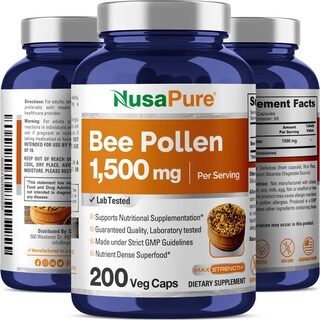 Foto 4 | Suplemento De Polen De Abeja Nusapure 1500 Mg 200 Cápsulas Vegetarianas - Venta Internacional.