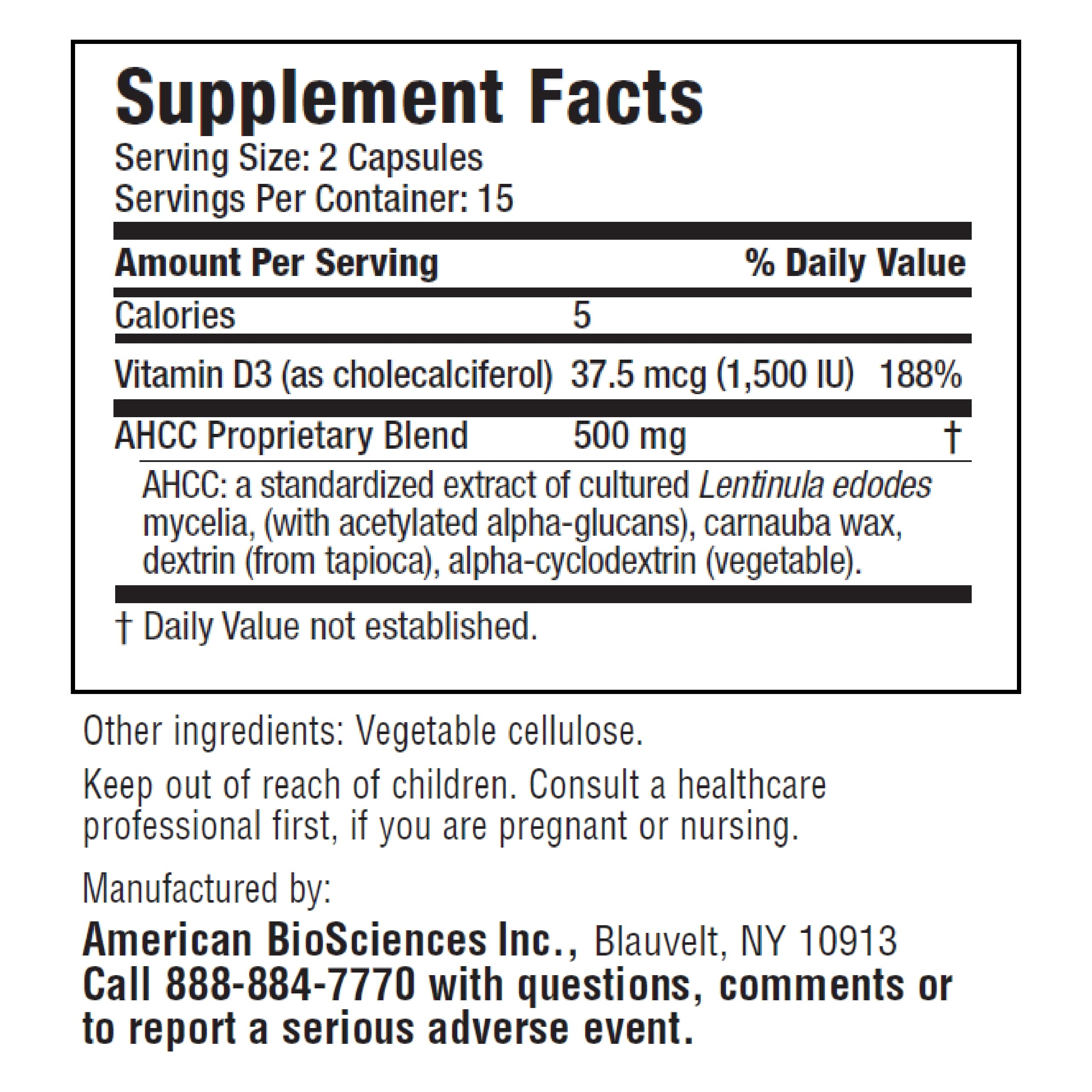 Foto 3 pulgar | Suplemento American Biosciences Immpowerd3 Ahcc 500 Mg - Venta Internacional.