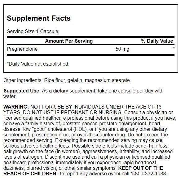 Foto 3 pulgar | Suplemento Swanson Super-strength Pregnenolone 50 Mg 60 Cápsulas - Venta Internacional.
