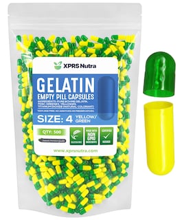 Foto 1 | Cápsulas Vacías Xprs Nutra, Tamaño 4, Gelatina, 500 Unidades, Verde/amarilla - Venta Internacional.