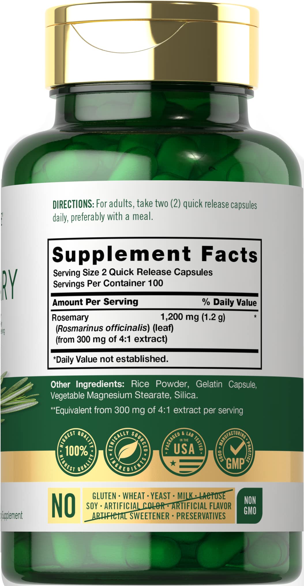 Foto 3 pulgar | Suplemento Carlyle Rosemary, Cápsulas De 1200 Mg, 200 Unidades - Venta Internacional.